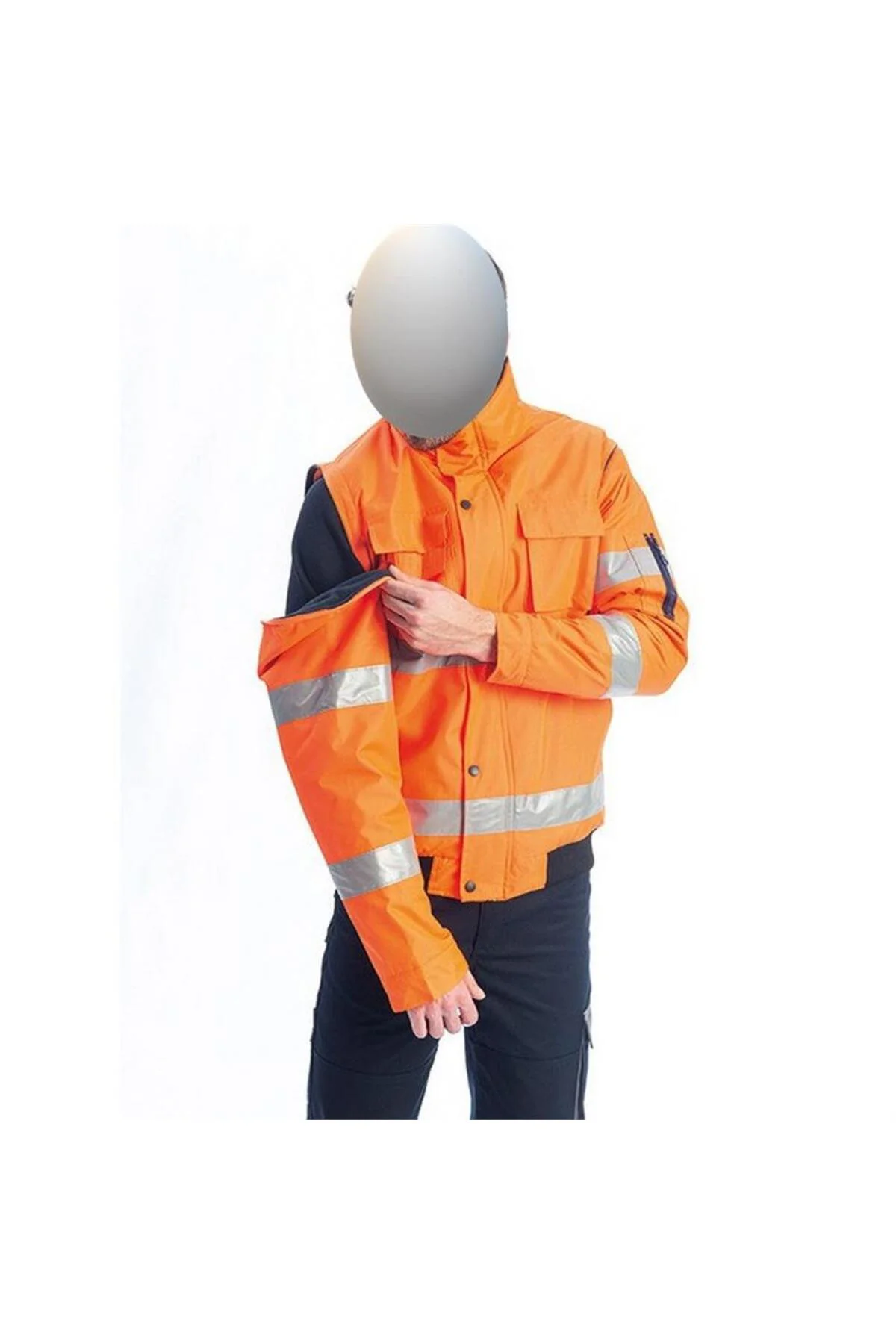 Reflektörlü Oxford Çift Renk 300D Oxford 5+1 Parka Turuncu