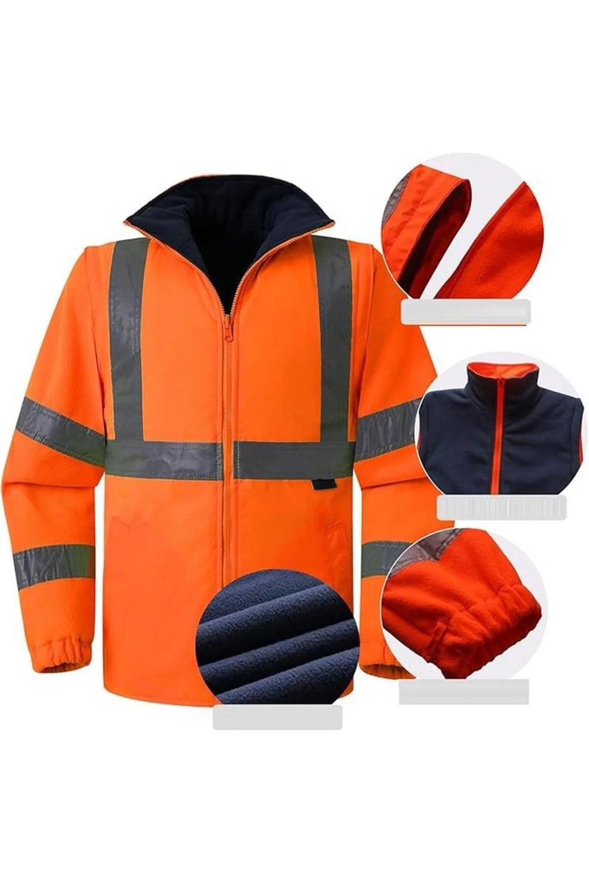 Reflektörlü Oxford Çift Renk 300D Oxford 5+1 Parka Turuncu