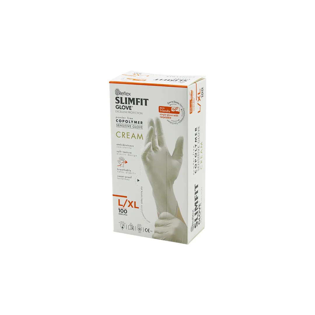 Reflex Slimfit Glove KOD-028 L-xl Krem Pudrasız Muayene Eldiven 100LÜ Fiyatı, Yorumları ve Özellikleri