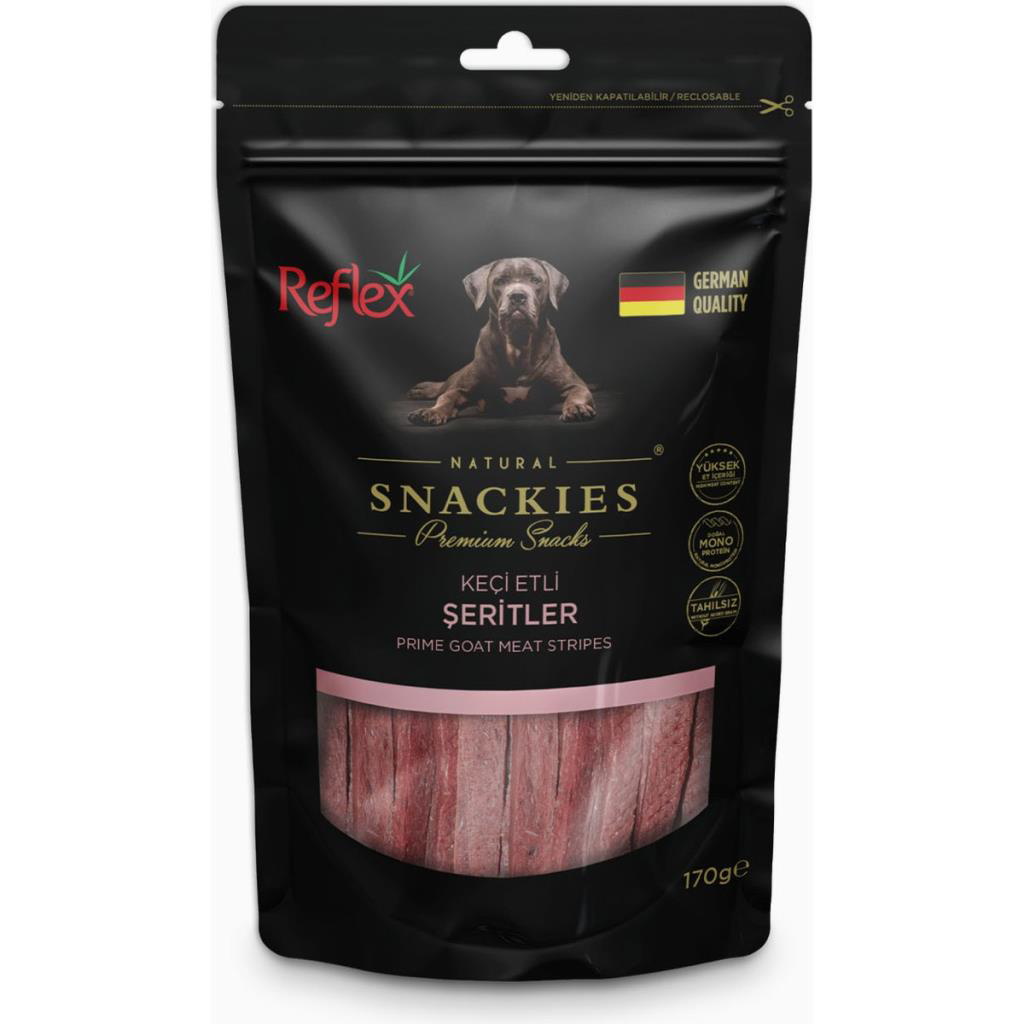Reflex Snackies Keçi Et Şeritleri Kurutulmuş Et Köpek Ödülü 170gr Reflex Snackies Keçi Et Şeritleri Kurutulmuş Et Köpek Ödülü 170gr