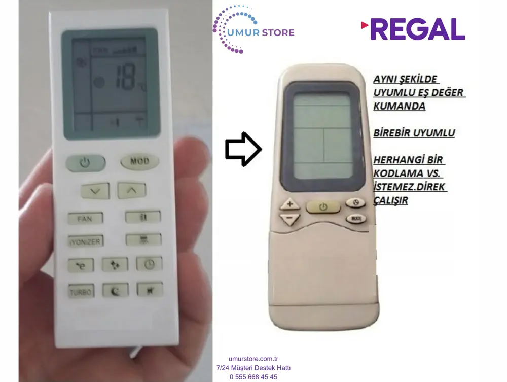 Regal Klima Kumandası – Eşdeğer Regal Klima Kumandası – Eşdeğer