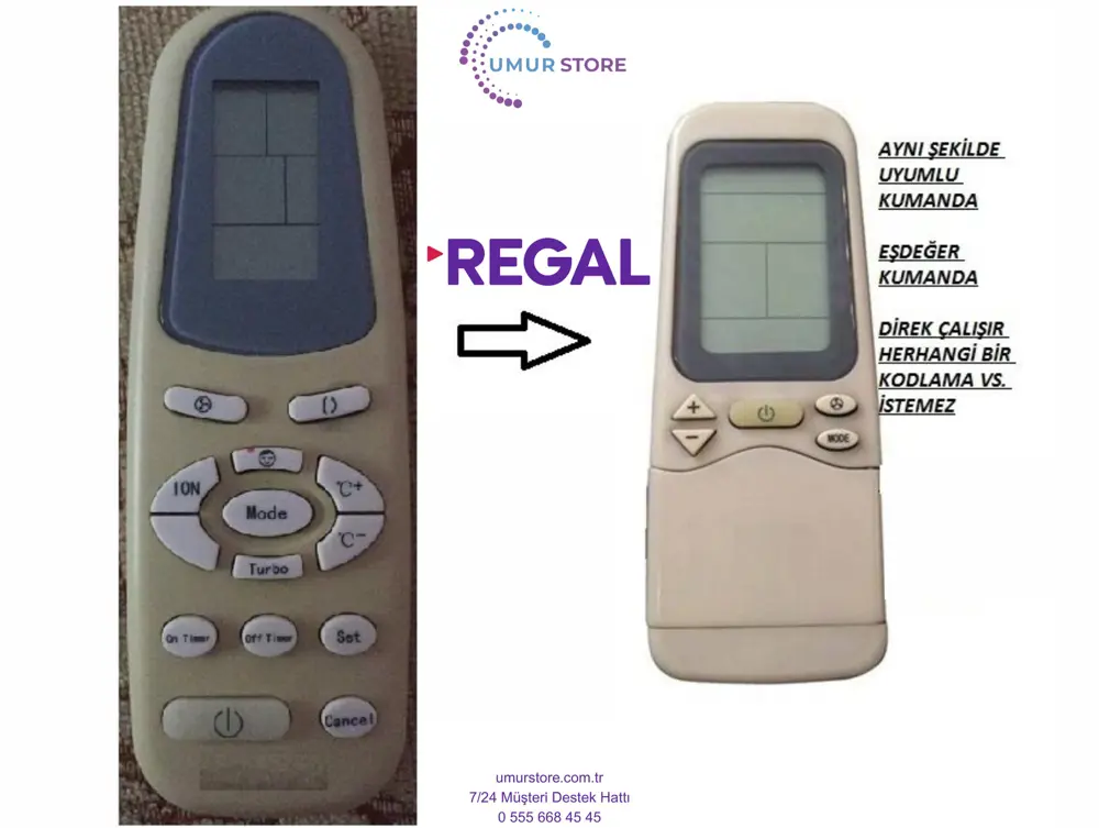 Regal Klima Kumandası-Eşdeğer Regal Klima Kumandası-Eşdeğer