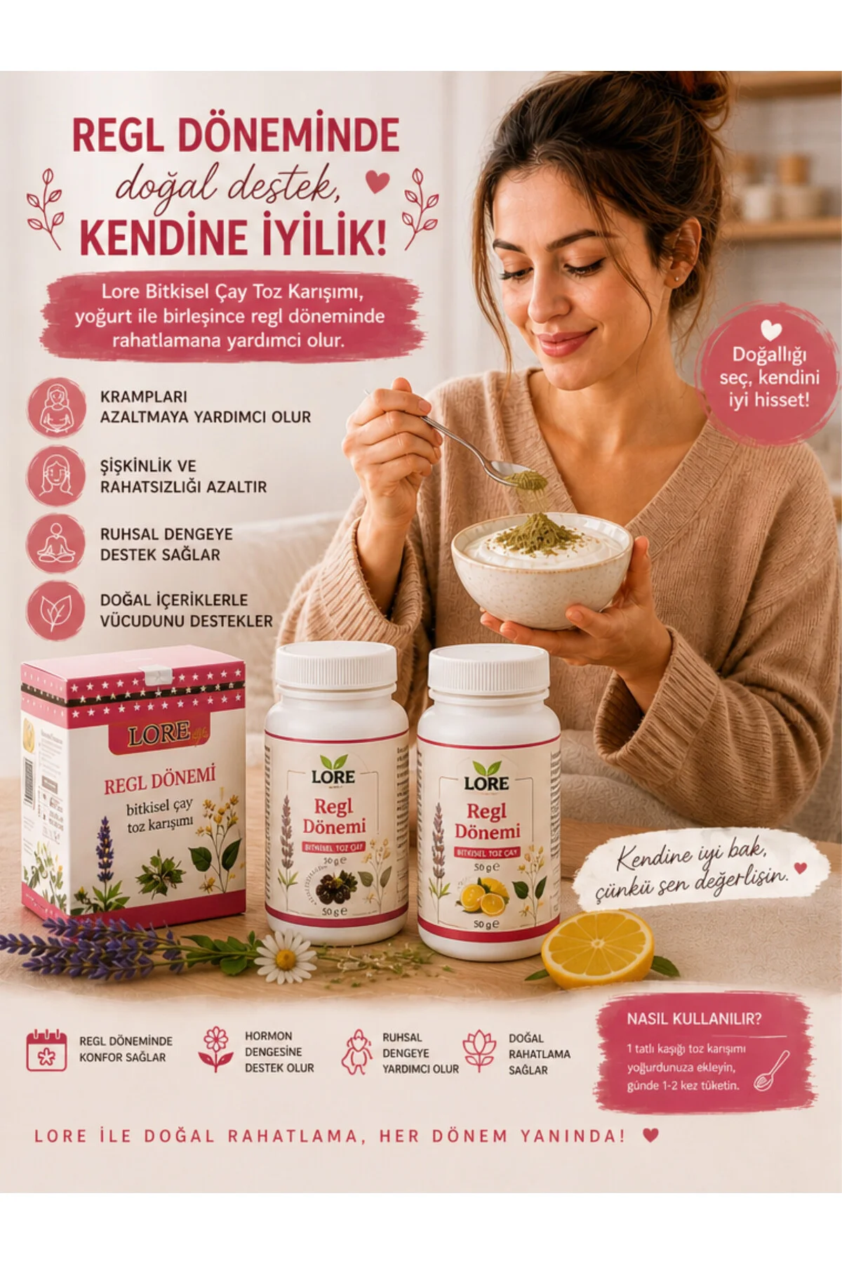 REGL DÖNEMİ İCİN 50 GR BİTKİSEL TOZ KARIŞIM.