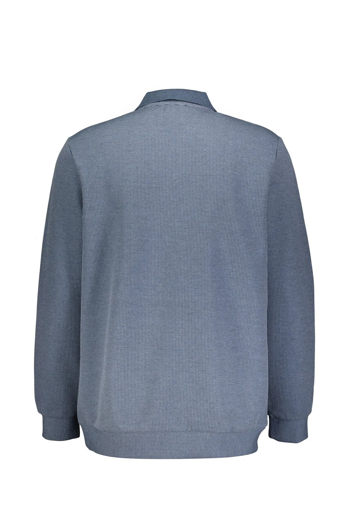Regular Fit Polo Yaka V Patlı Düğmesiz Armürlü Sweatshirt Regular Fit Polo Yaka V Patlı Düğmesiz Armürlü Sweatshirt