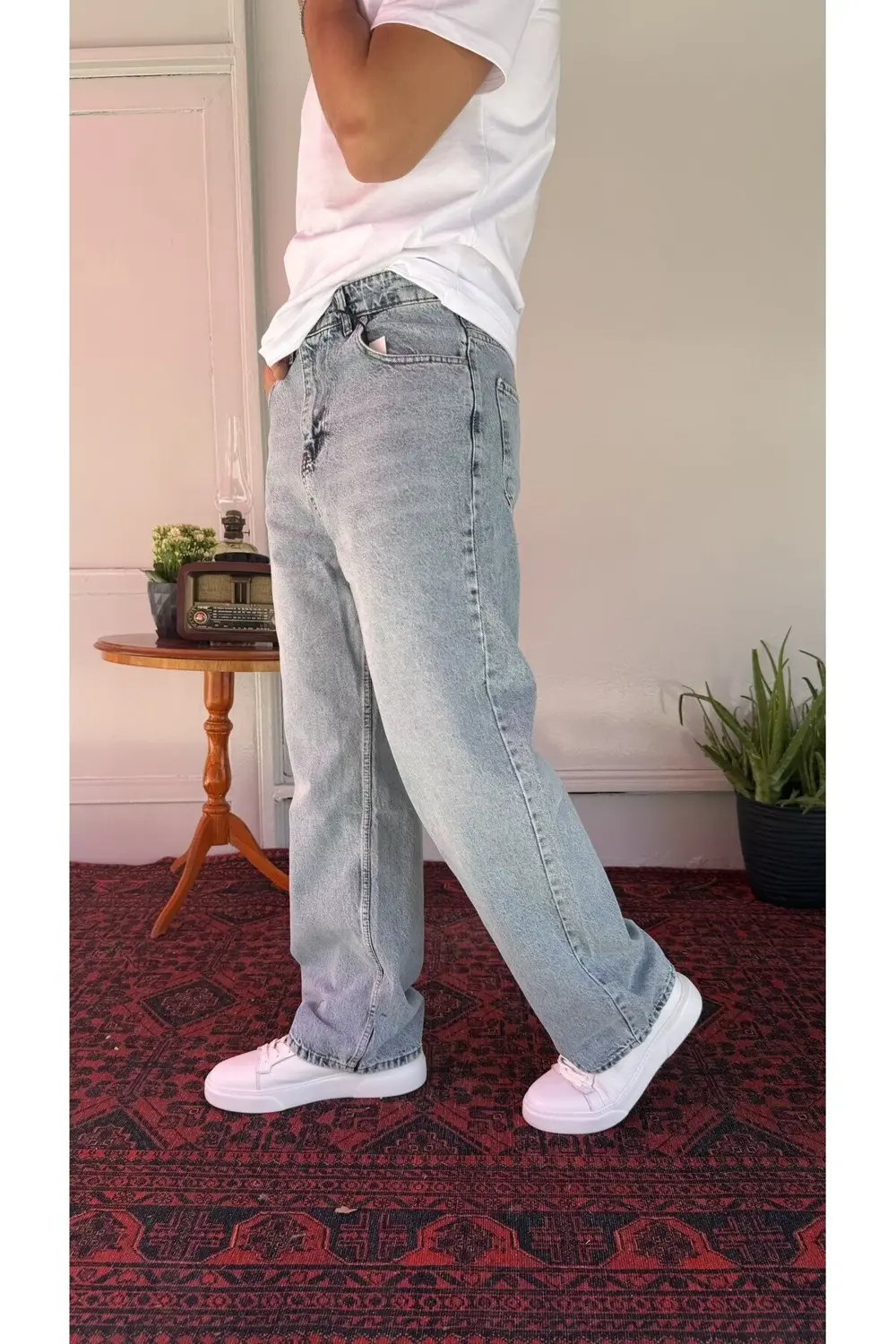 Relax Yıkamalı Mavi Baggy Jean