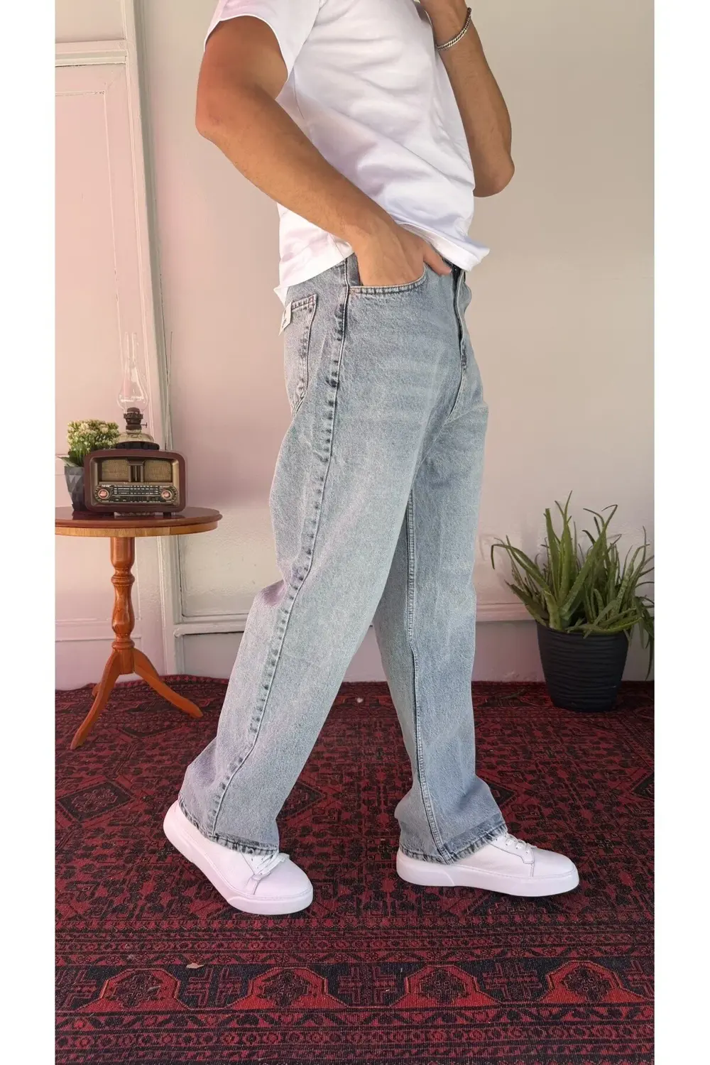 Relax Yıkamalı Mavi Baggy Jean