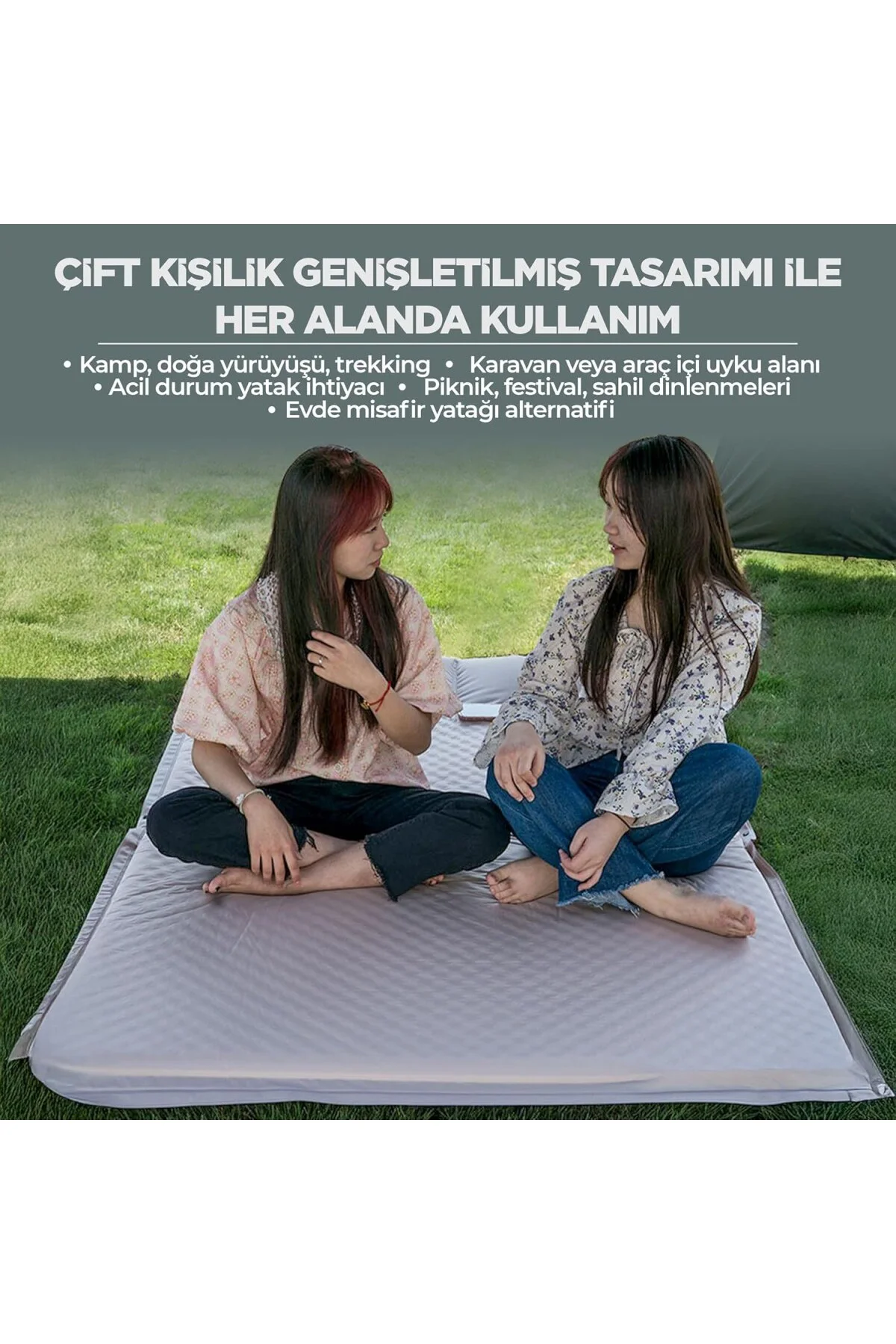 RELAXUS Çift Kişilik Kendiliğinden Şişen Kamp Yatağı – Entegre Ya