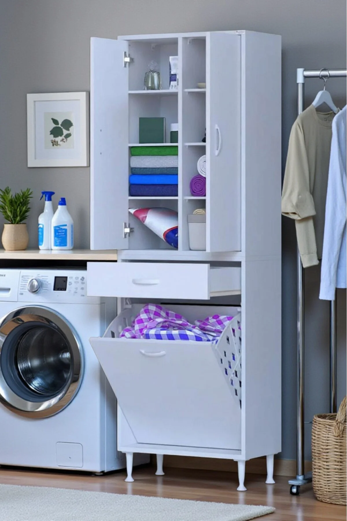 Reli Dolap Beyaz Çok Kullanımlı 60 cm Eninde Banyo Dolabı 60x171x