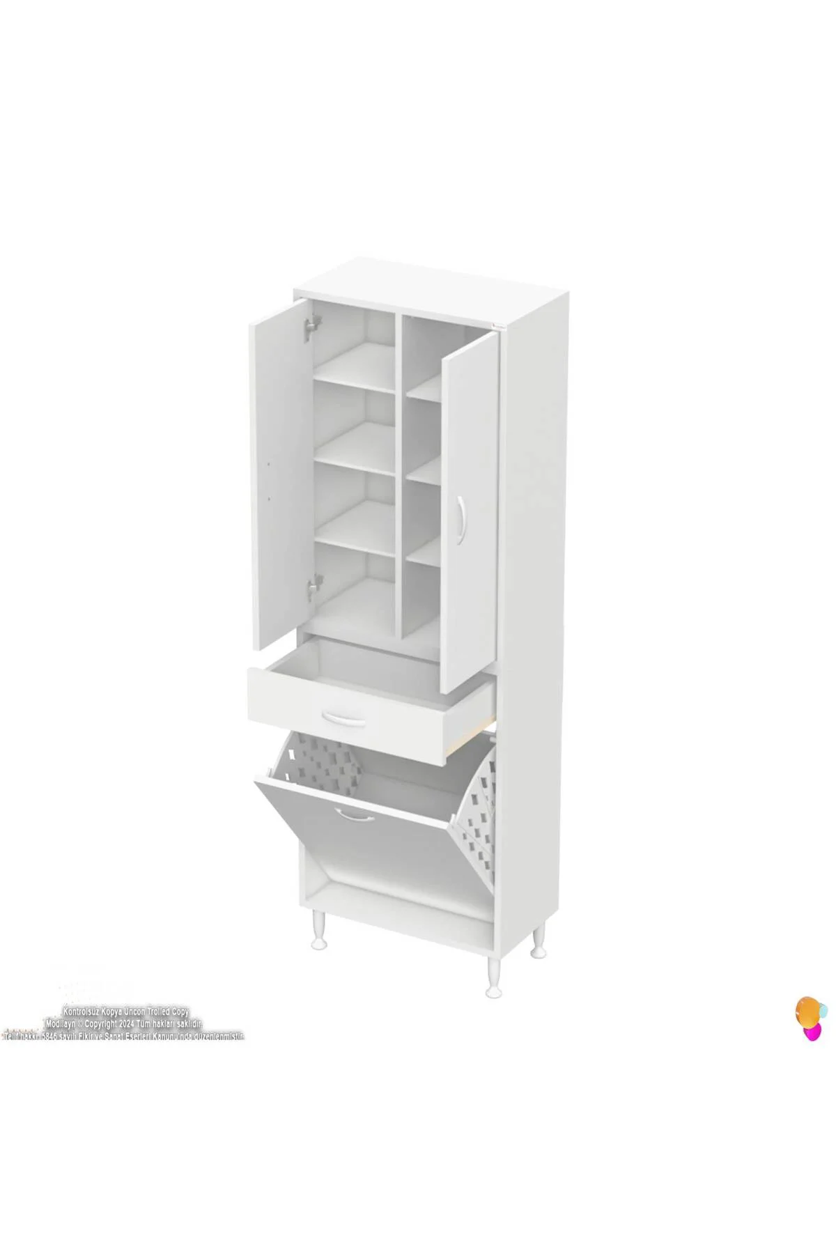 Reli Dolap Beyaz Çok Kullanımlı 55 cm Eninde Banyo Dolabı 55x171x