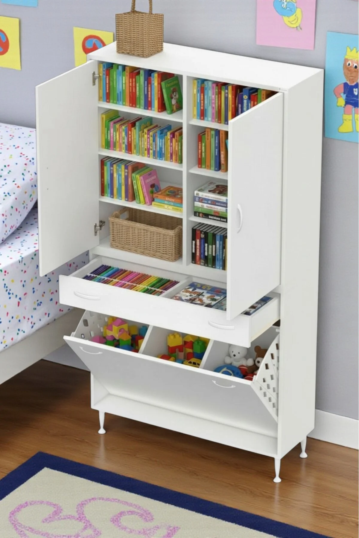 Reli Dolap Beyaz Çok Kullanımlı 90 cm Eninde Banyo Dolabı 90x171x
