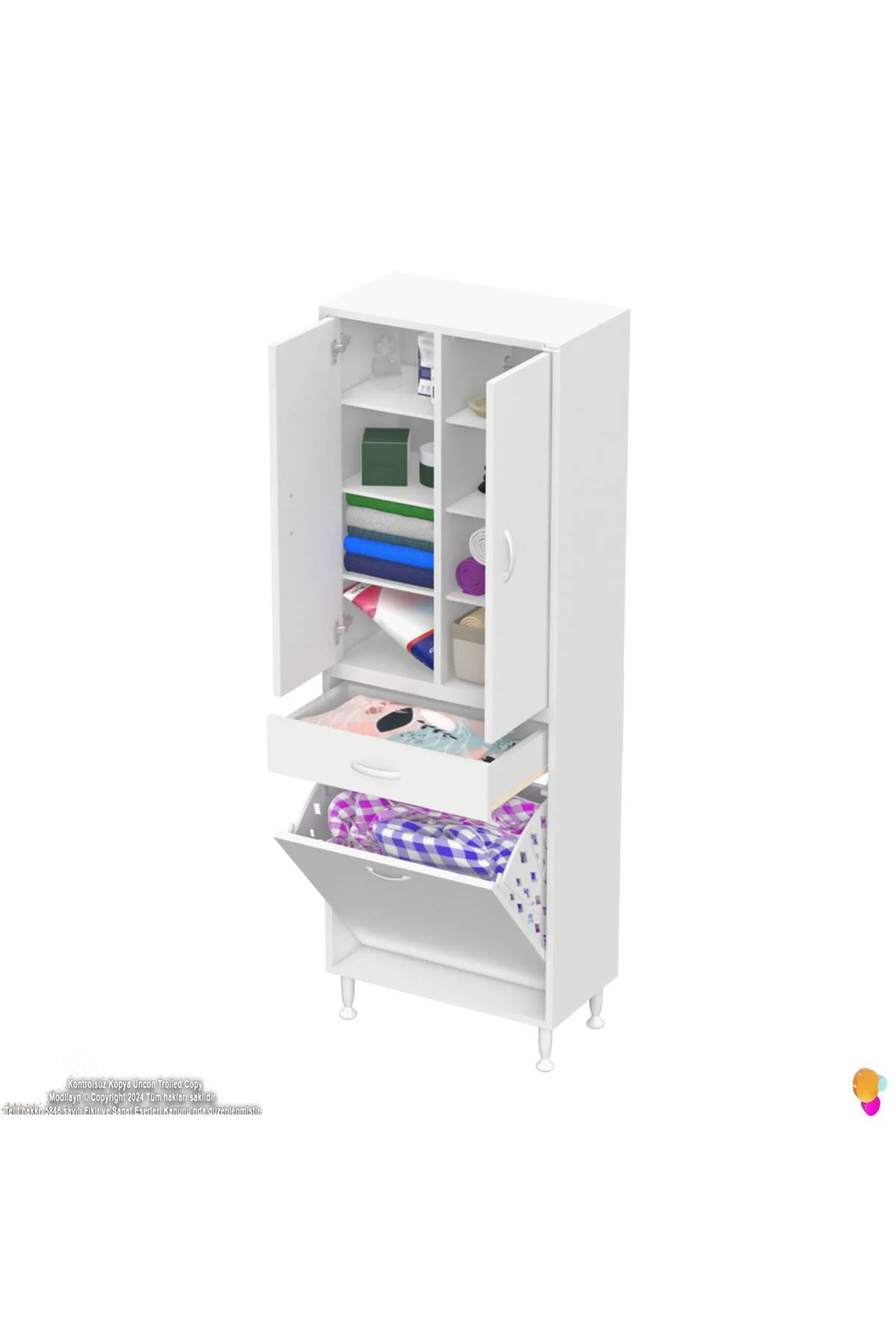 Reli Dolap Beyaz Çok Kullanımlı 60 cm Eninde Banyo Dolabı 60x171x
