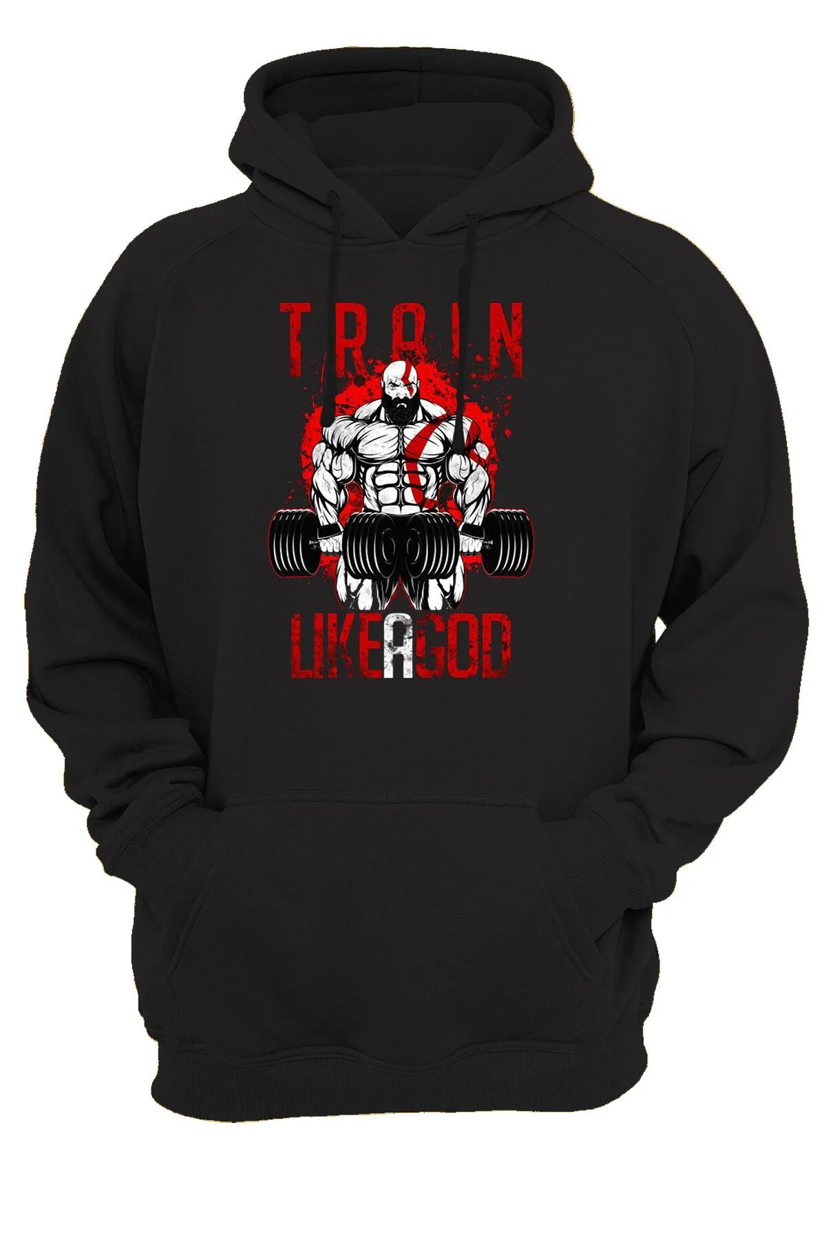 Remo God Of War Kratos Gym Baskılı Içi Polar %100 Pamuk Kalın Kapüşonlu Sweatshirt