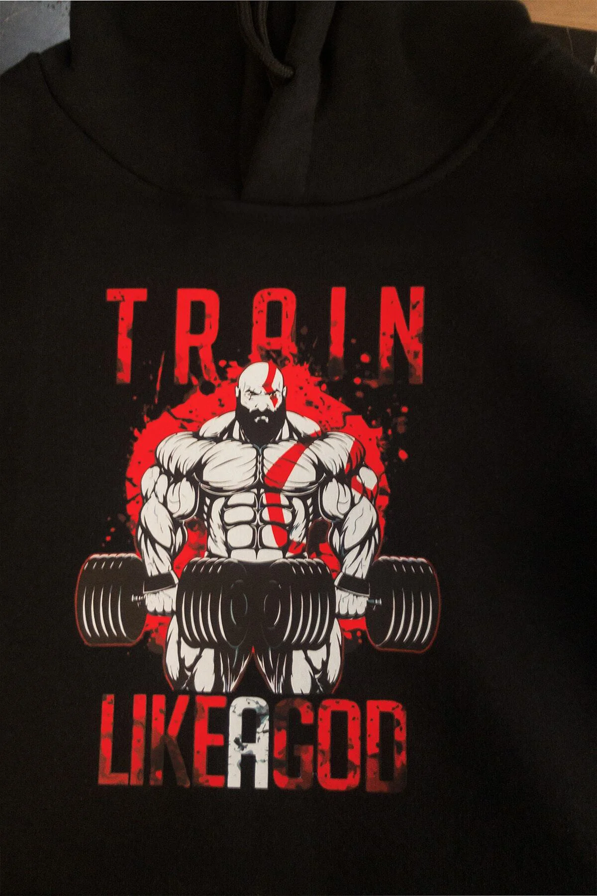 Remo God Of War Kratos Gym Baskılı Içi Polar %100 Pamuk Kalın Kapüşonlu Sweatshirt