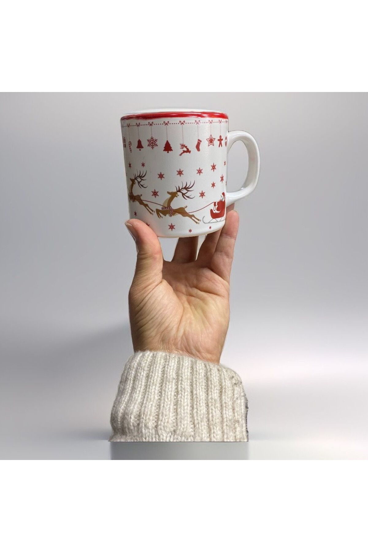 Elif Aksesuar Ren Geyikli Kardan Adam Temalı Noel Yılbaşı Kupa