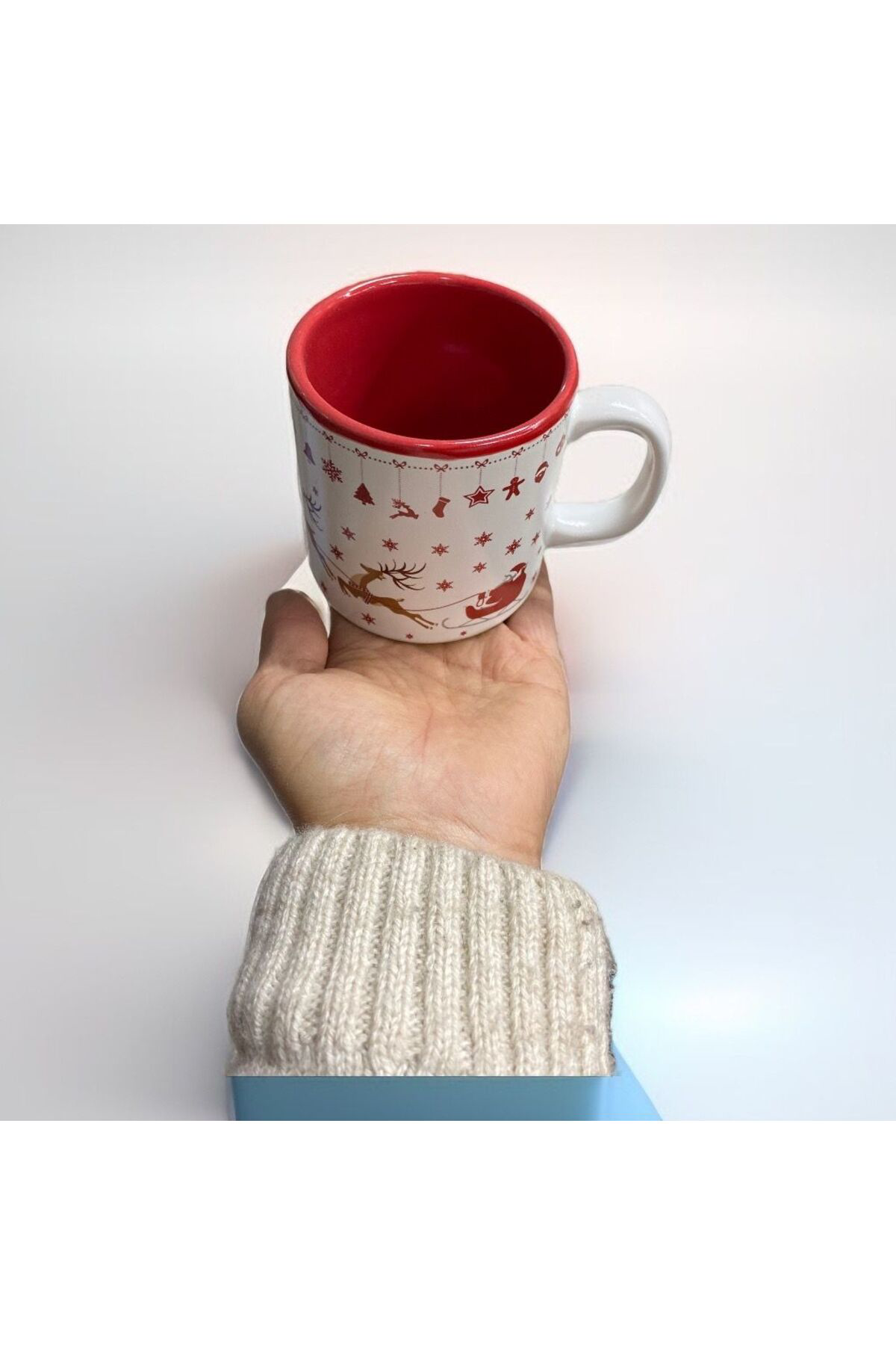 Ren Geyikli Kardan Adam Temalı Noel Yılbaşı Kupa