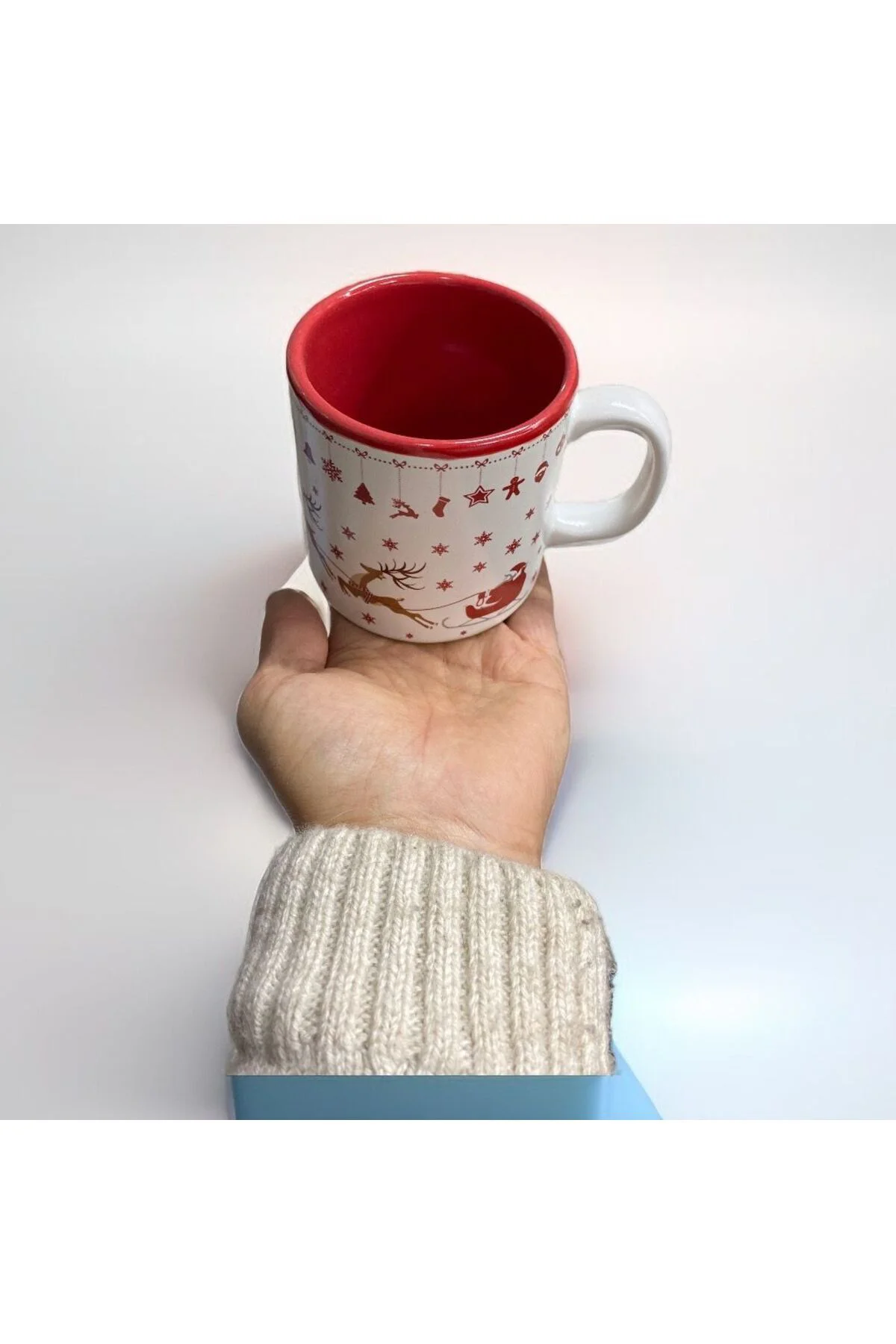 Ren Geyikli Kardan Adam Temalı Noel Yılbaşı Kupa