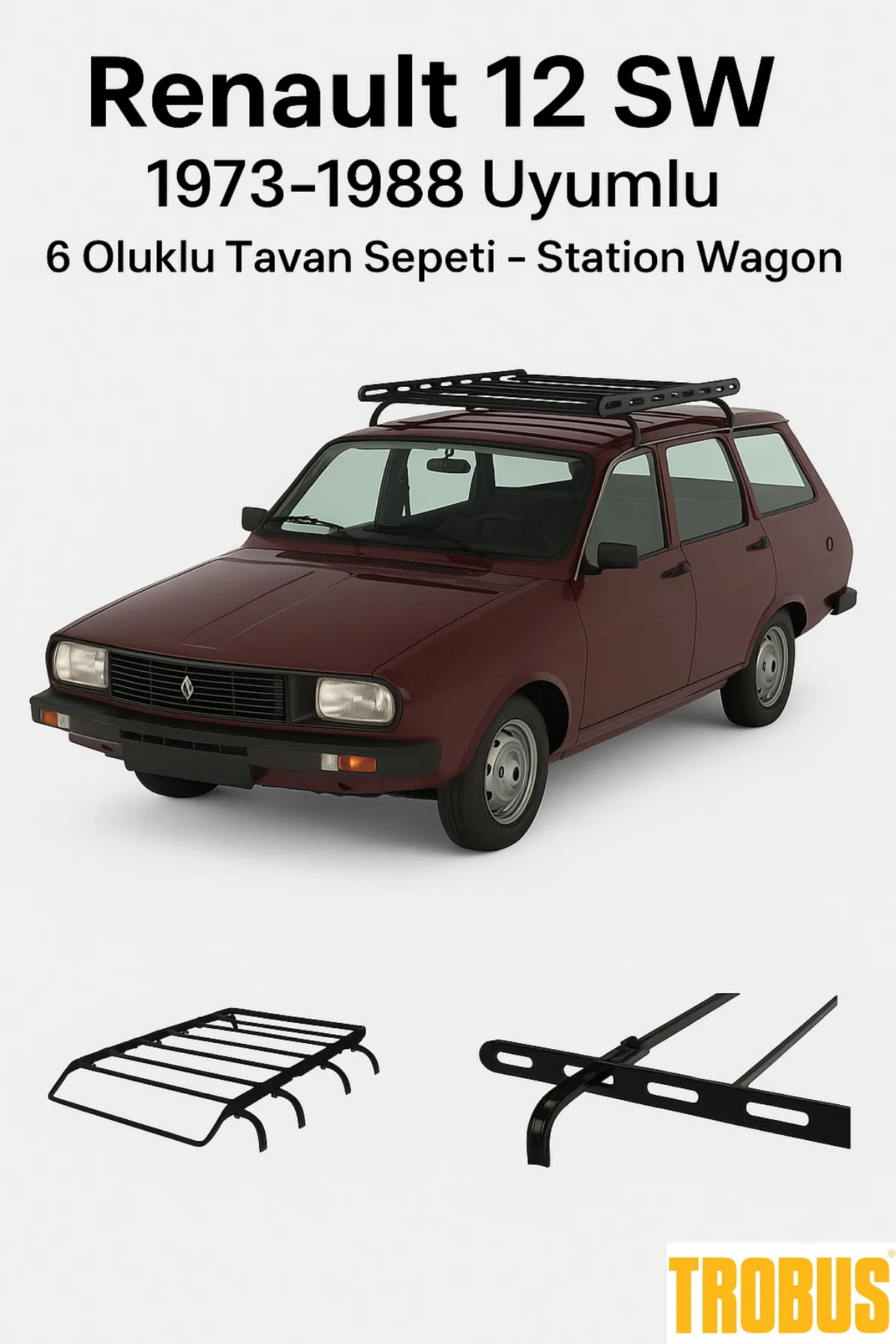 Renault 12 1971-1988 Uyumlu 6 Oluklu Tavan Sepeti - Sedan Kasa
