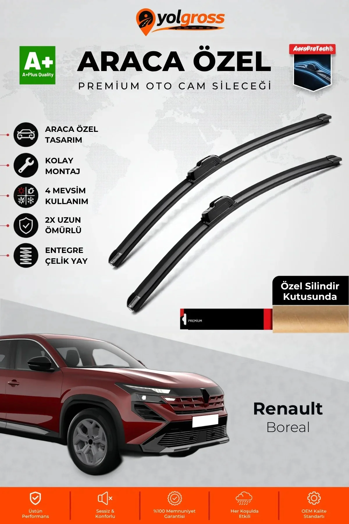 Renault Boreal Ön Cam Silecek Seti 2025 Üzeri Premium Araca Özel 60-45 Cm A+ Kalite