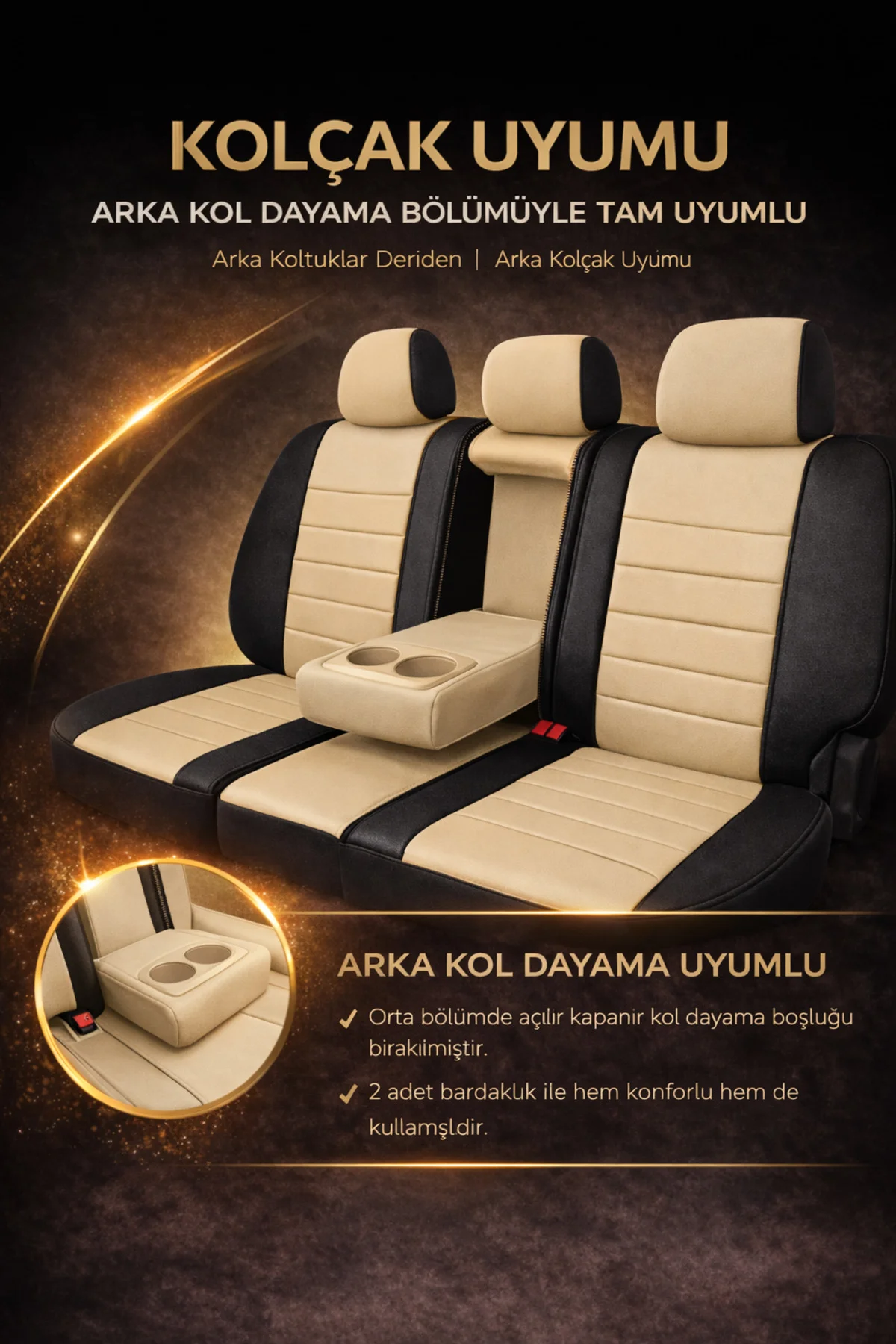 Renault Broadway 1997-2012 Uyumlu Colorline Elegance Deri Bej Siyah Koltuk Kılıfı