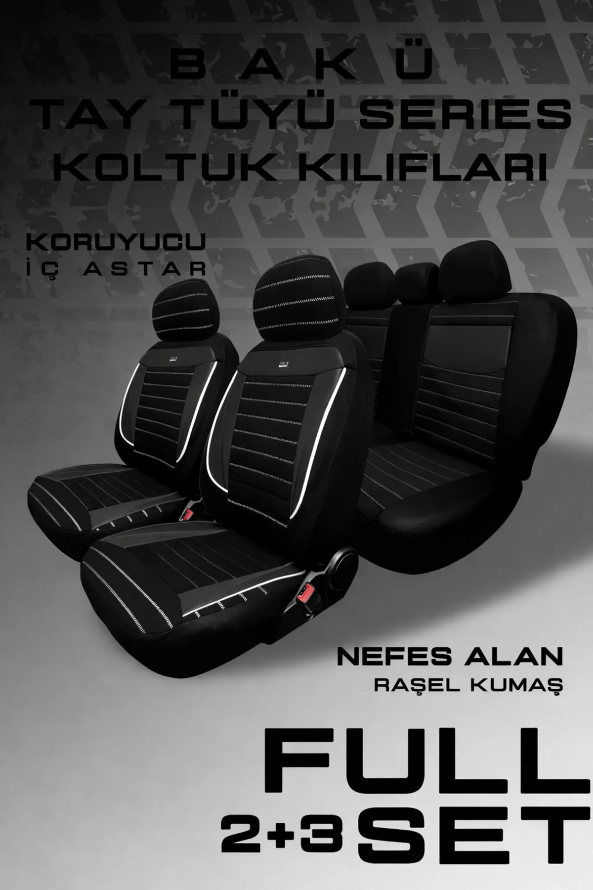 Renault Brodway Sedan 1981-1999 Uyumlu Tegin Pulse Serisi Raşel Siyah Beyaz Koltuk Kılıfı