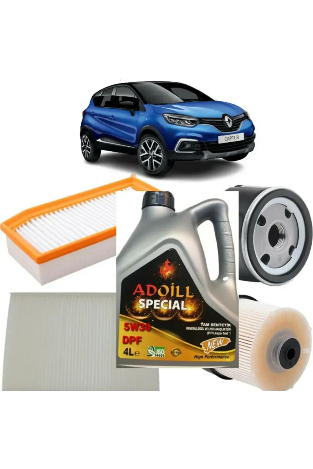 Renault Captur 4plus Filtre Bakım Seti 1.5 Dci+ ADOİLL 5W30 DPF L