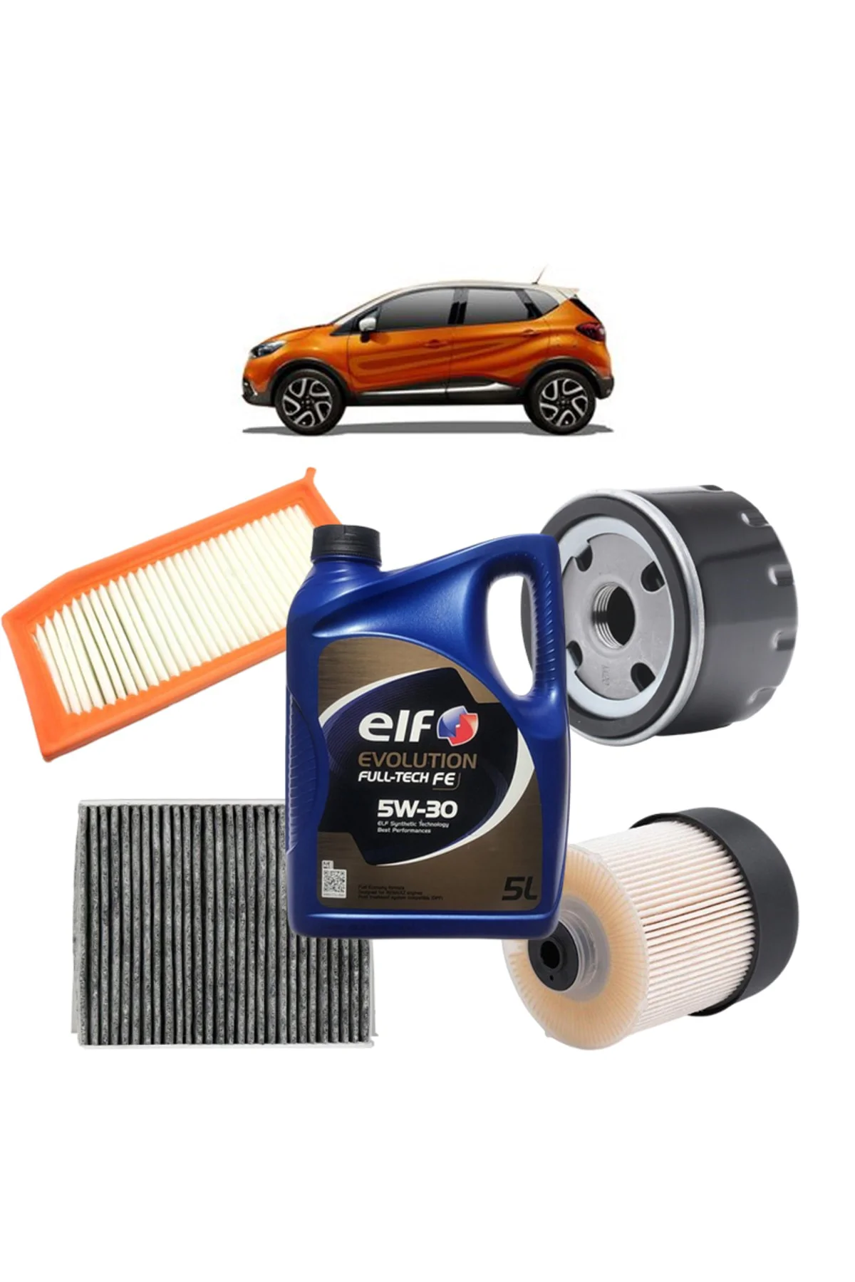 Renault Captur 4plus Karbon Filtre Bakım Seti 1.5 Dci Elf Evoluti