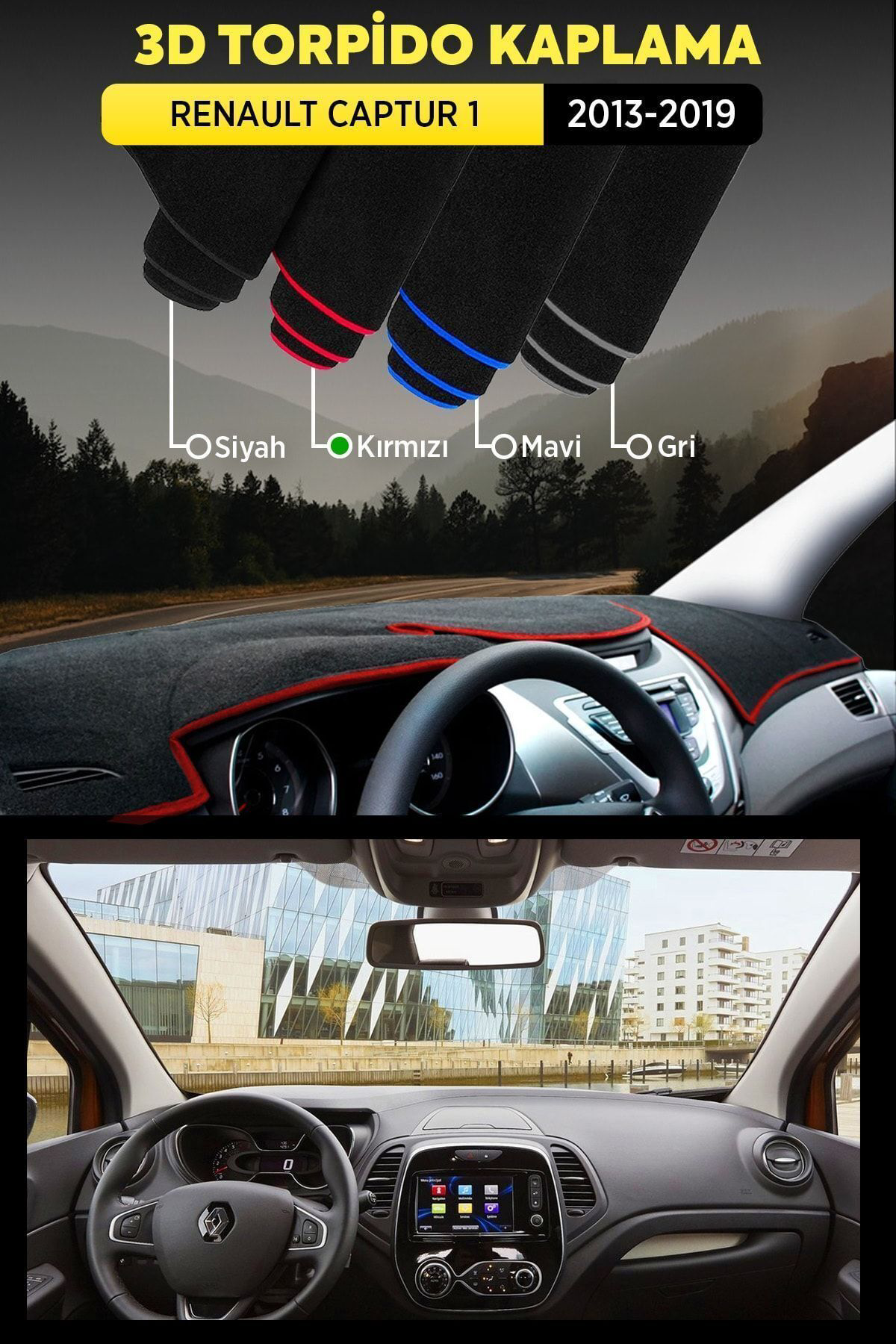 Renault Captur 1 2013-2019 3d Torpido Koruma Kılıfı - Ön Göğüs Ka