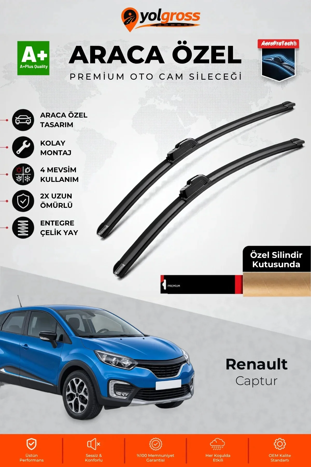 Renault Captur Ön Cam Silecek Seti 2016-2020 Premium Araca Özel 65-35 Cm A+ Kalite