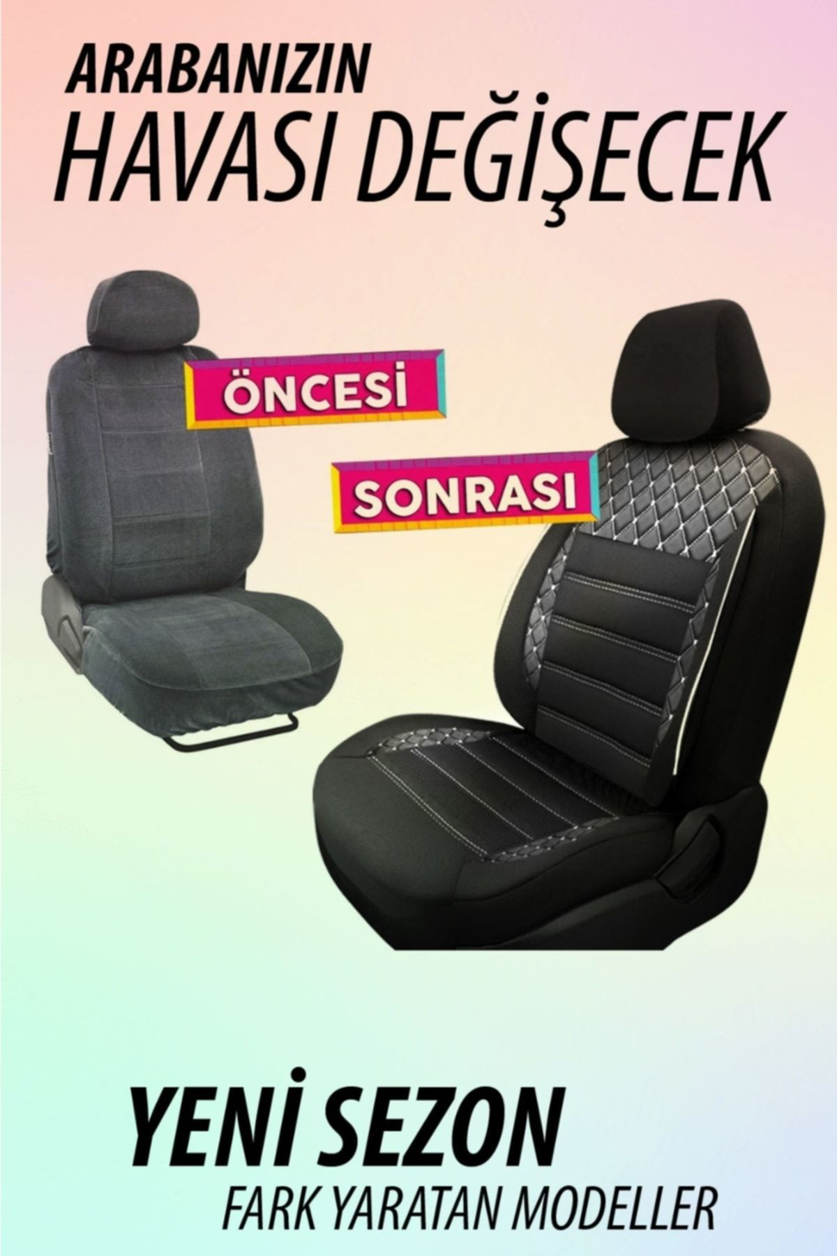 Renault Clio 2 Uyumlu Koltuk Kılıfı Crystal Sarisi - Beyaz