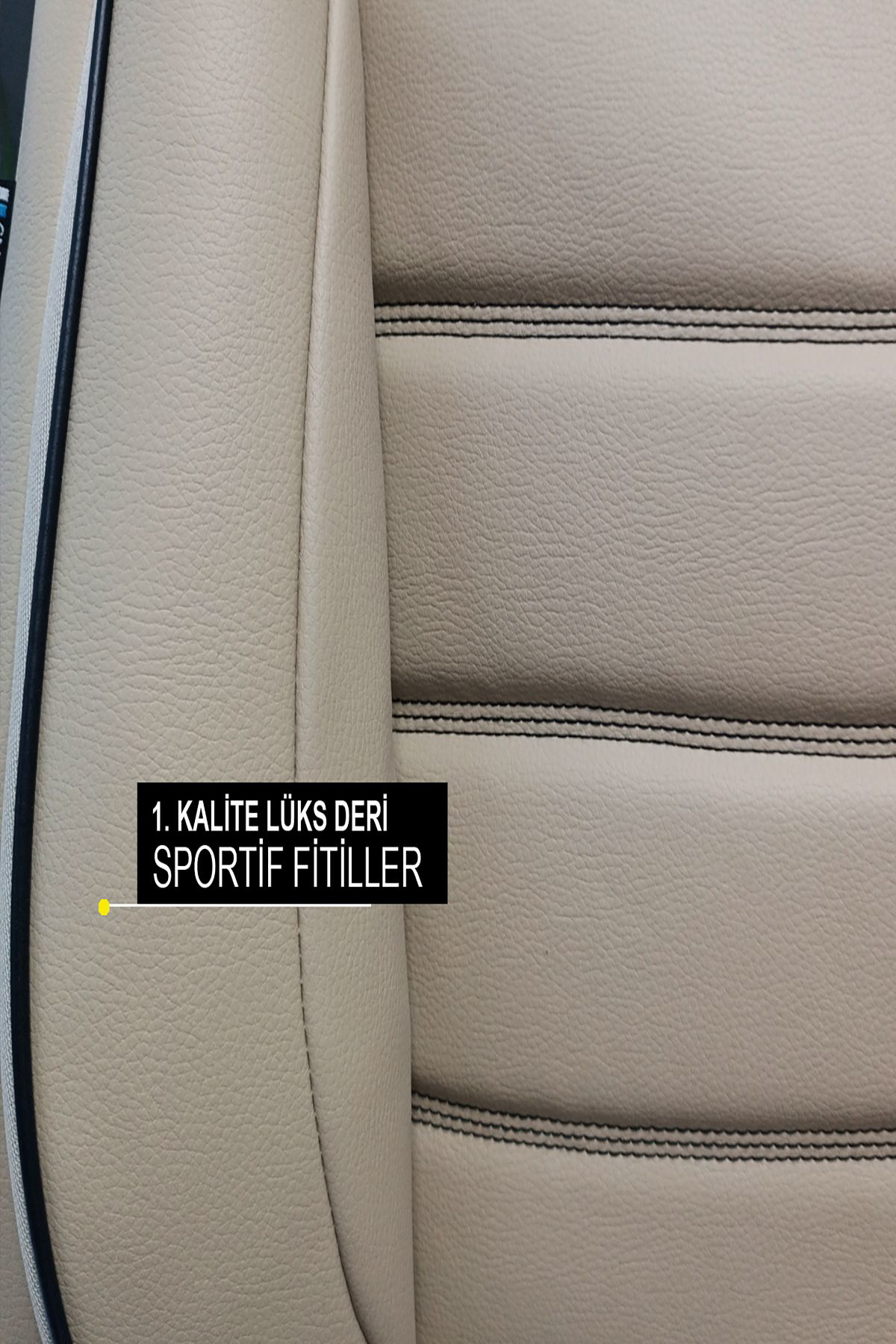 RENAULT CLIO 2019-Uyumlu Oto Koltuk Kılıfı Chaotic Serisi Deri - Bej