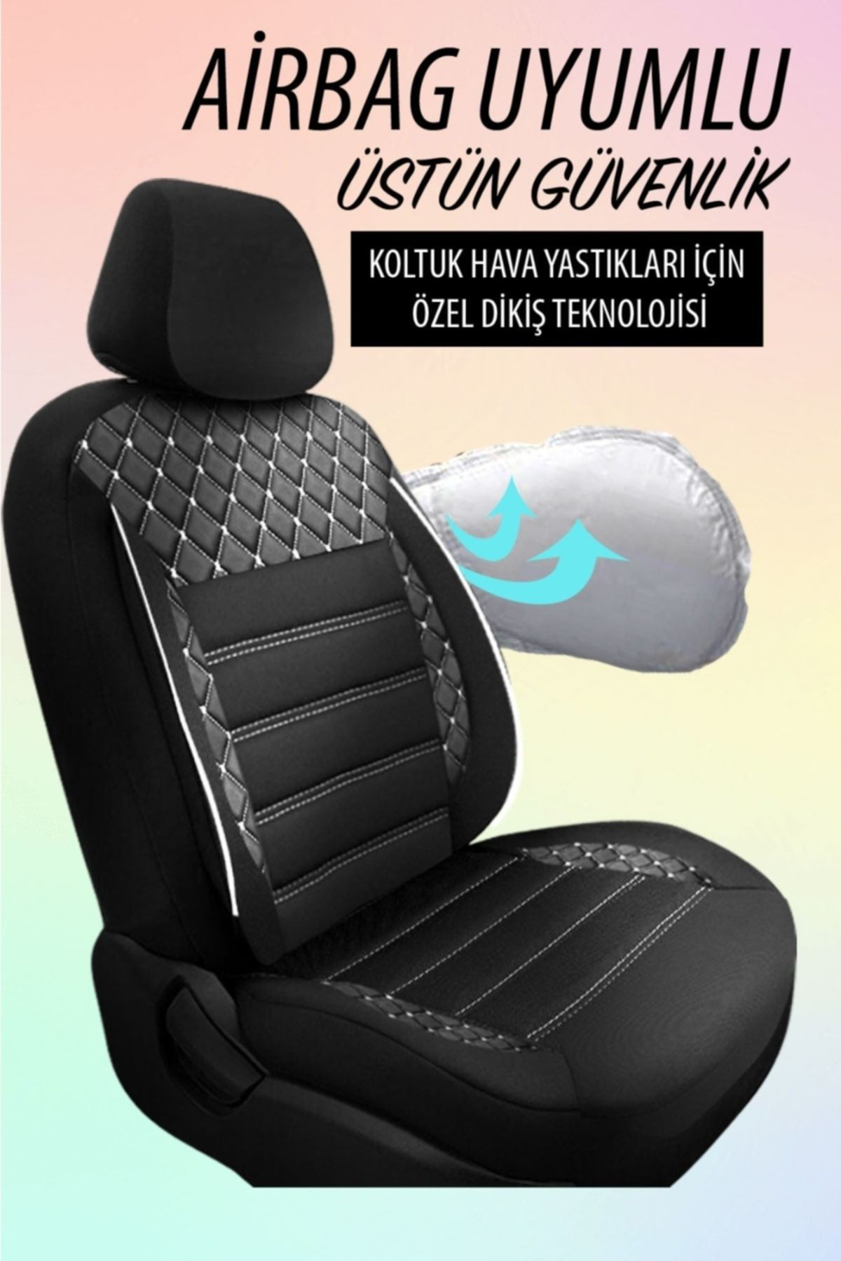 Renault Clio 3 Uyumlu Koltuk Kılıfı Crystal Sarisi - Beyaz