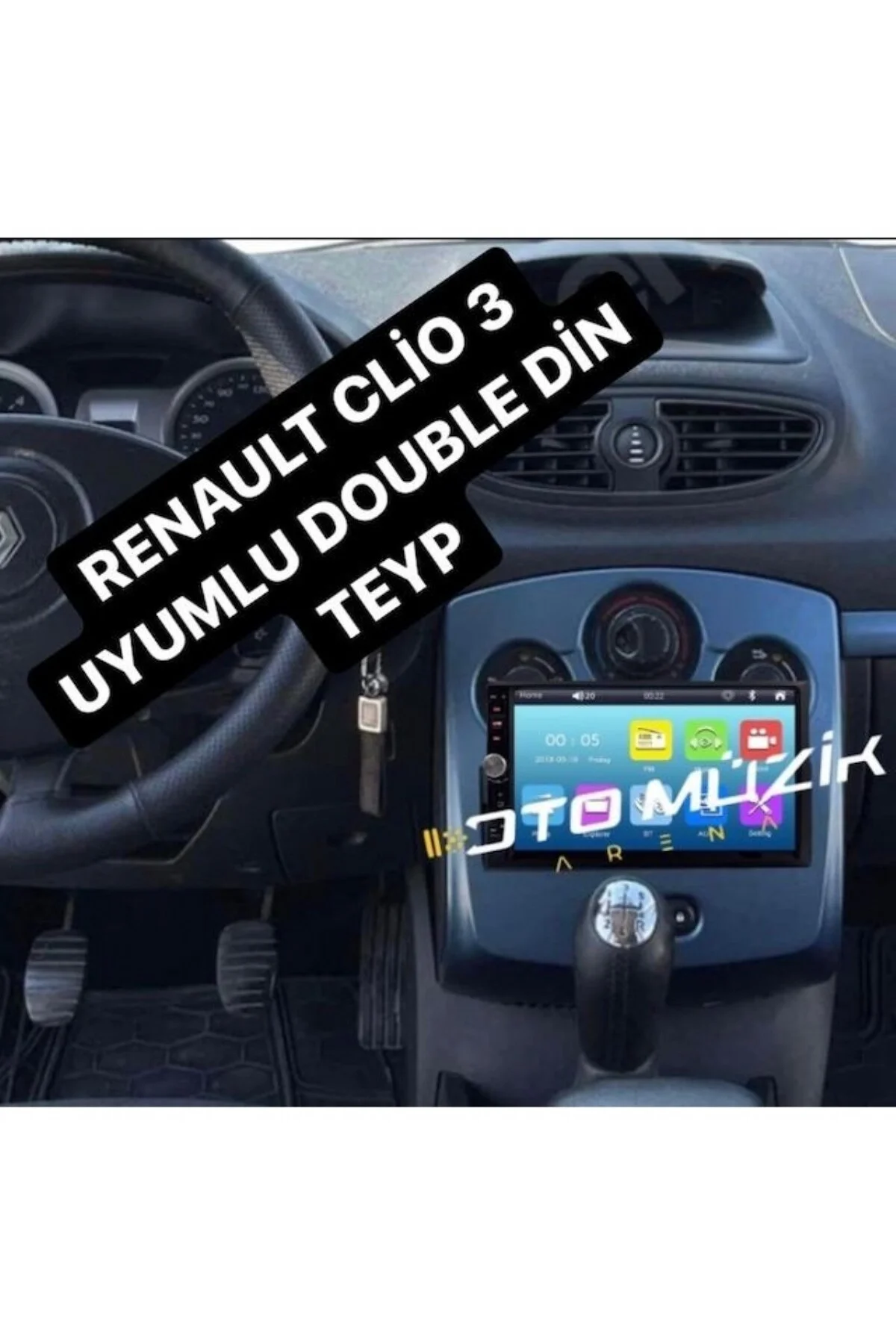 Renault Clio 3 BlueWay Double Teyp 7 inç Arka kasa Ayarlanabilir ince 1 Mirrorlink Kamera Hediye