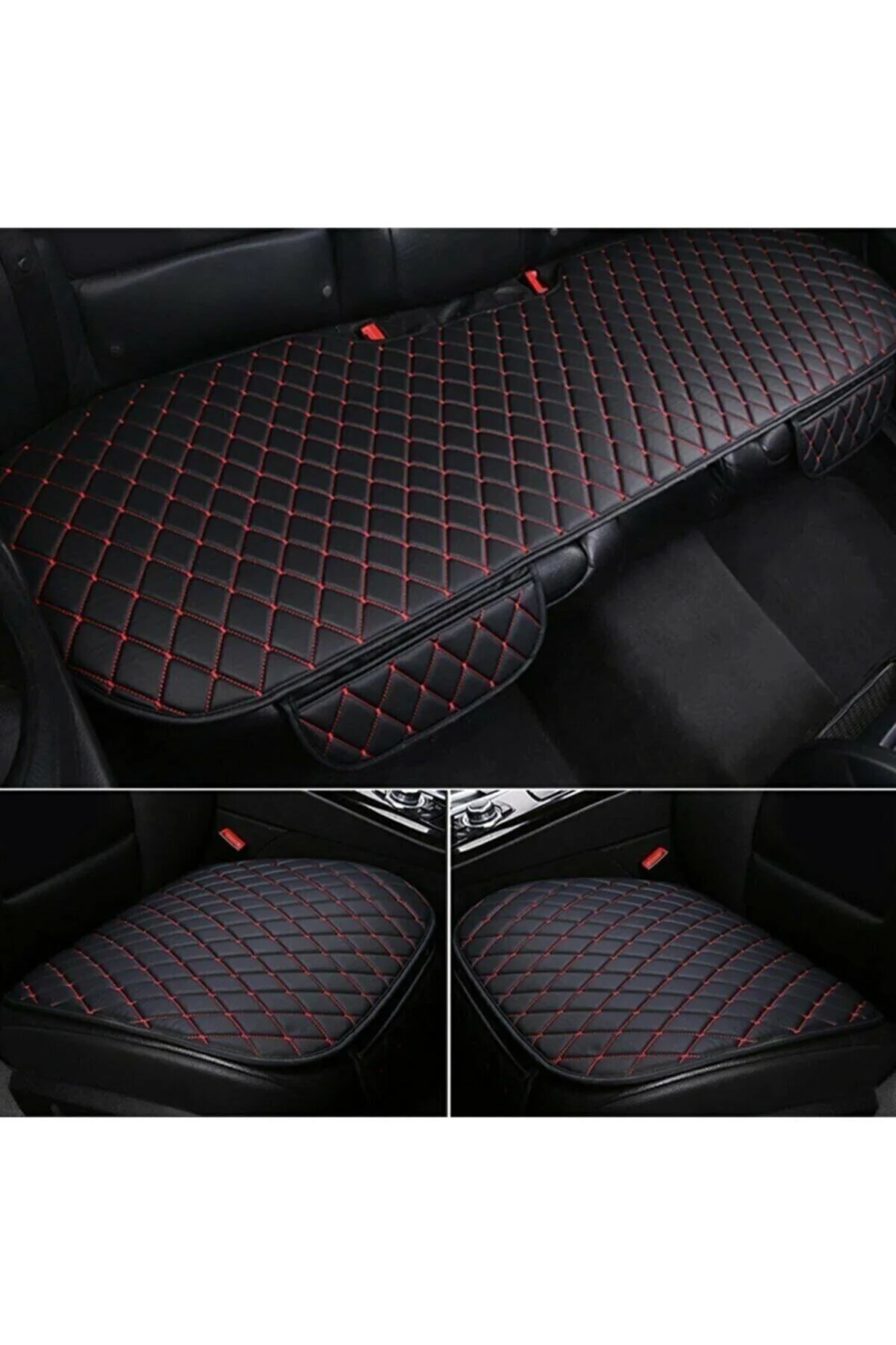 Renault Clio 4 2012-2019 Lüks Siyah Kumaş Minder Kırmızı Nakışlı - Görsel 2