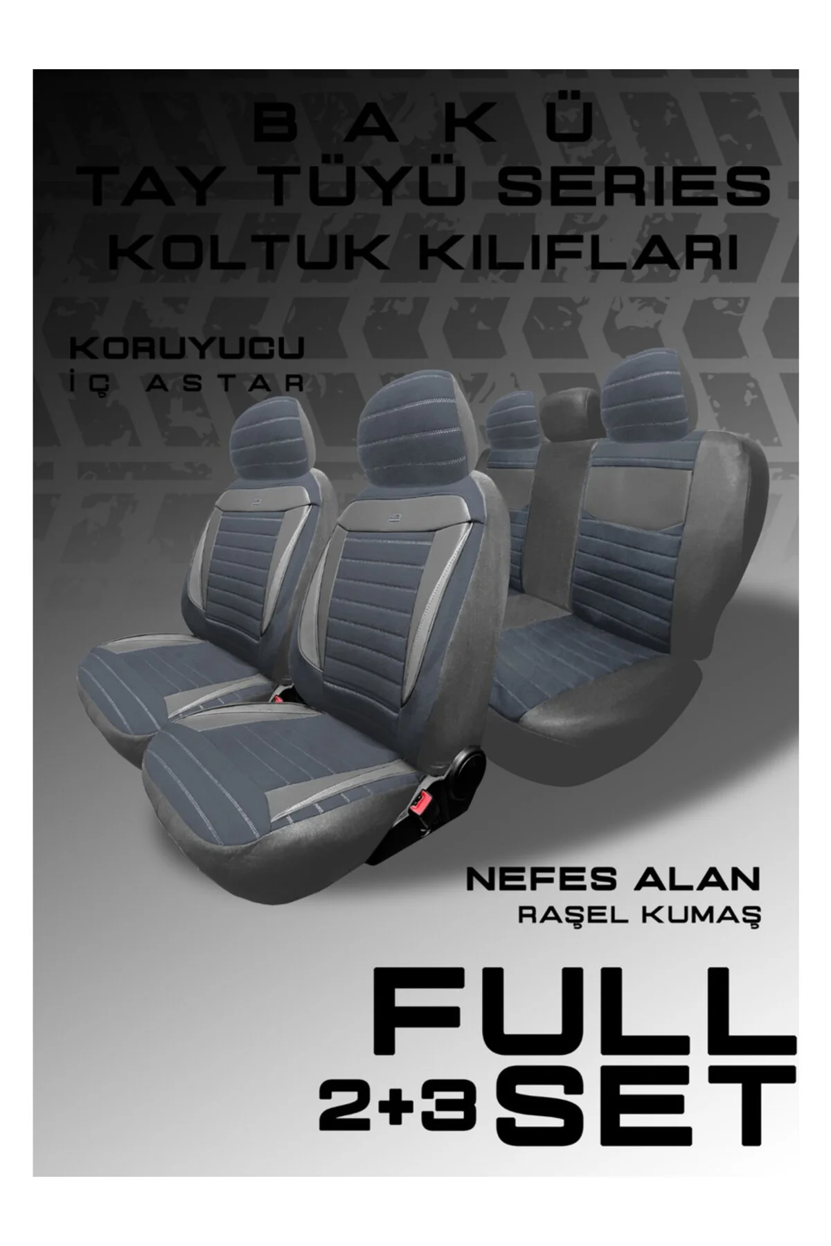 Renault Clio 4 2012-2019 Uyumlu Bakü Natura Serisi Raşel Füme Gri Koltuk Kılıfı