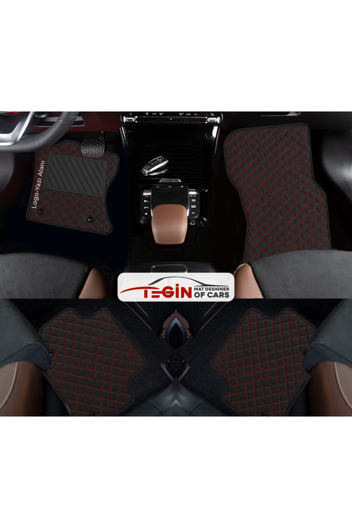 Renault Clio 4 2012+ Prime Siyah Kırmızı Deri Siyah Kenar Paspas