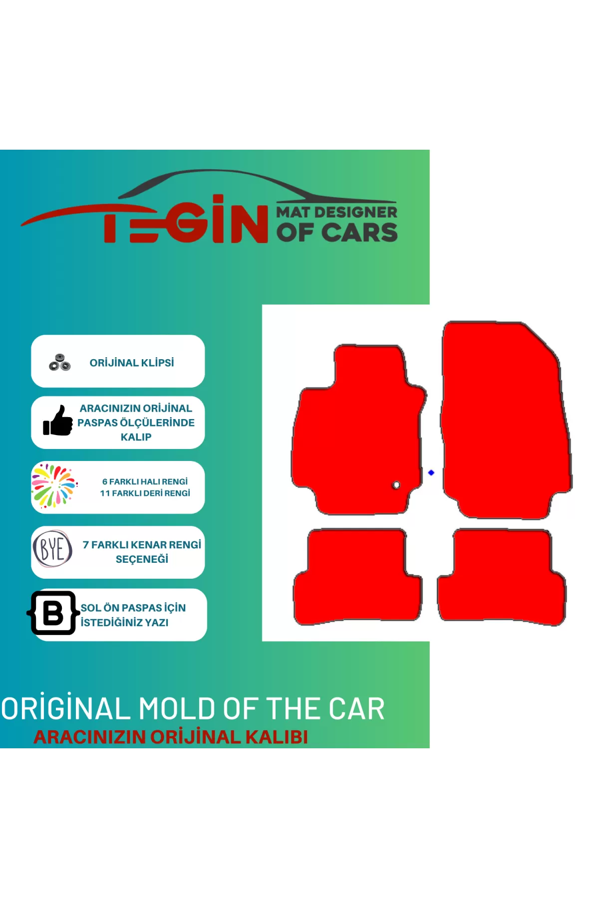 Renault Clio 4 2012+ Prime Bej Halı Mavi Kenar Halı Paspas