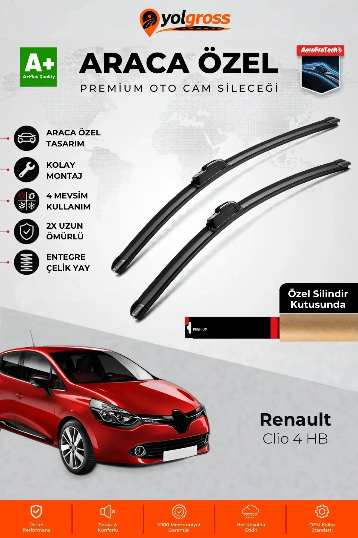 Renault Clio 4 HB Ön Cam Silecek Seti 2012-2019 Premium Araca Özel 65-35 Cm A+ Kalite Renault Clio 4 HB Ön Cam Silecek Seti 2012-2019 Premium Araca Özel 65-35 Cm A+ Kalite