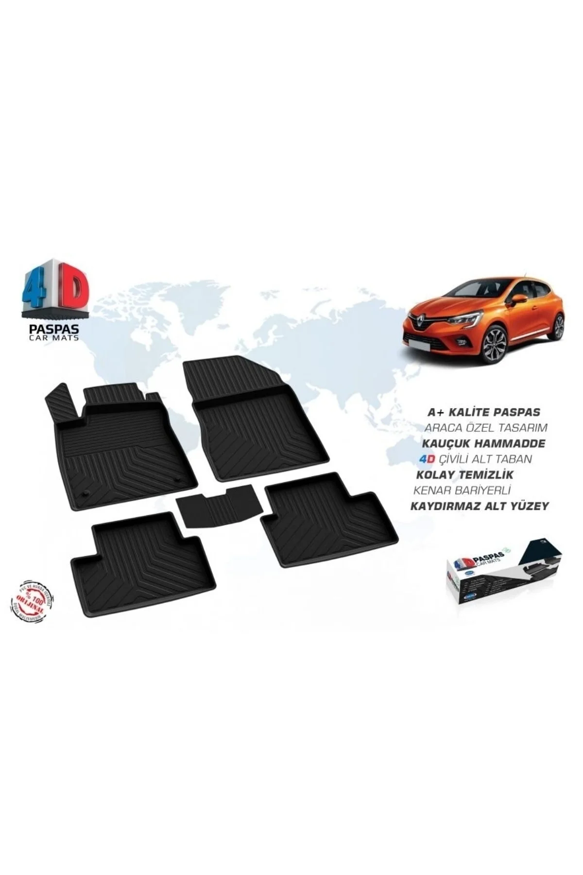 Renault Clio 5 2019- 4d Uyumlu Siyah Paspas Renault Clio 5 2019- 4d Uyumlu Siyah Paspas