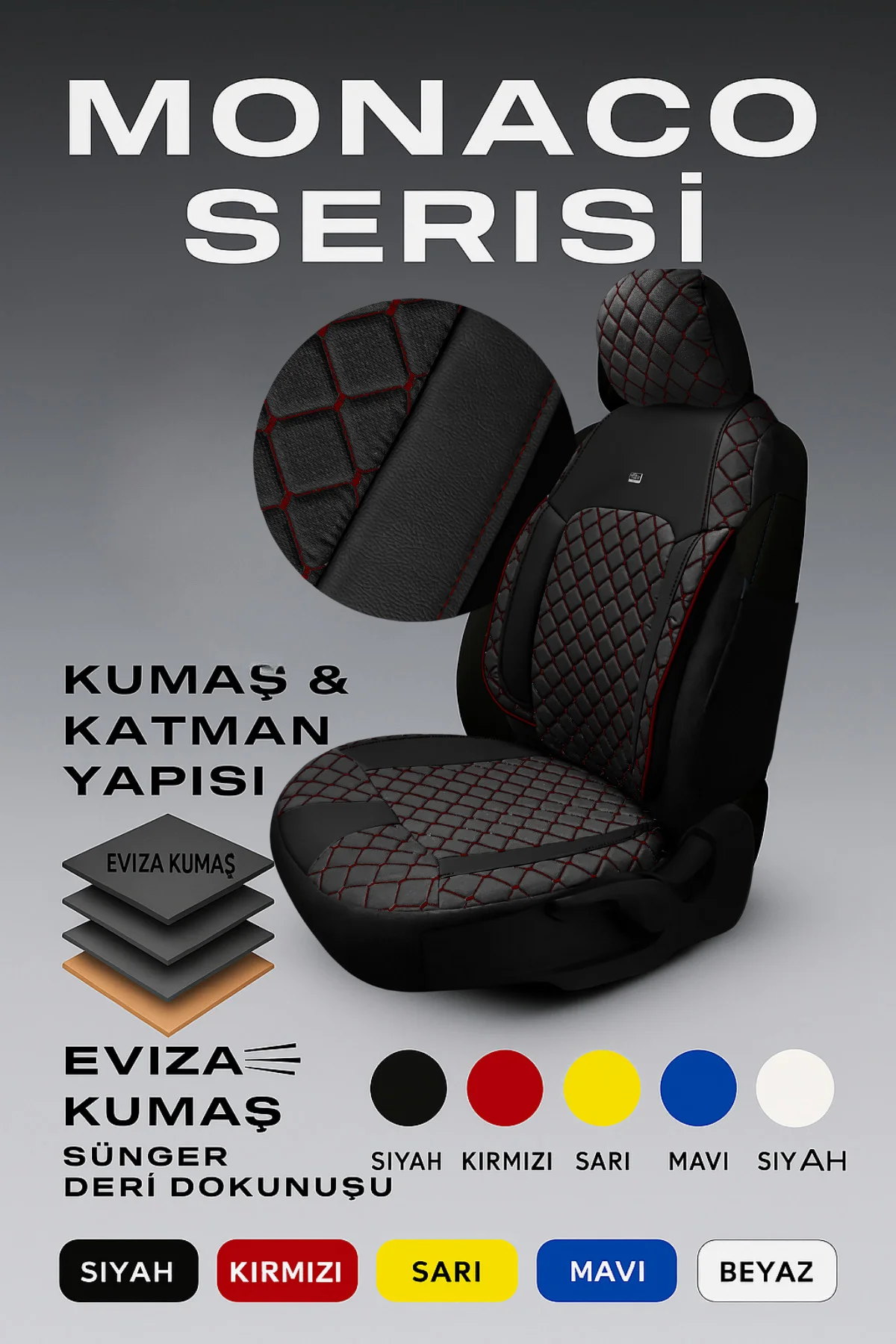 Renault Clio 5 2019–2024 Monaco Serisi Eviza Siyah Koltuk Kılıfı