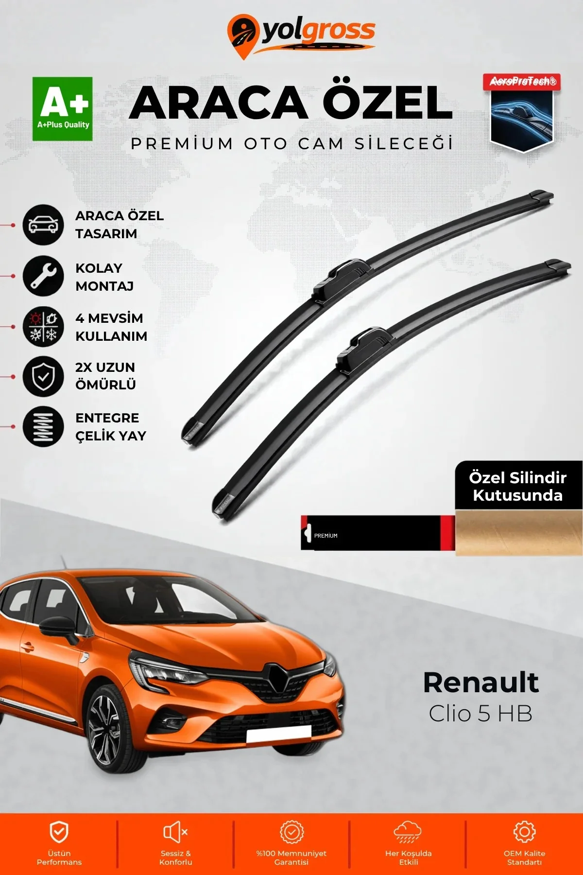 Renault Clio 5 HB Ön Cam Silecek Seti 2019-2025 Premium Araca Özel 70-30 Cm A+ Kalite Renault Clio 5 HB Ön Cam Silecek Seti 2019-2025 Premium Araca Özel 70-30 Cm A+ Kalite