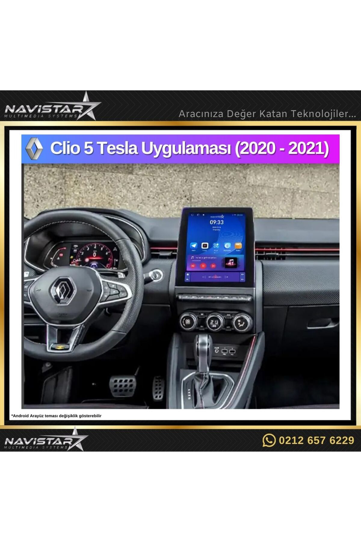 Renault Clio 5 Tesla 2020-2021 Model 2gb 32gb Kablosuz Carplay Na