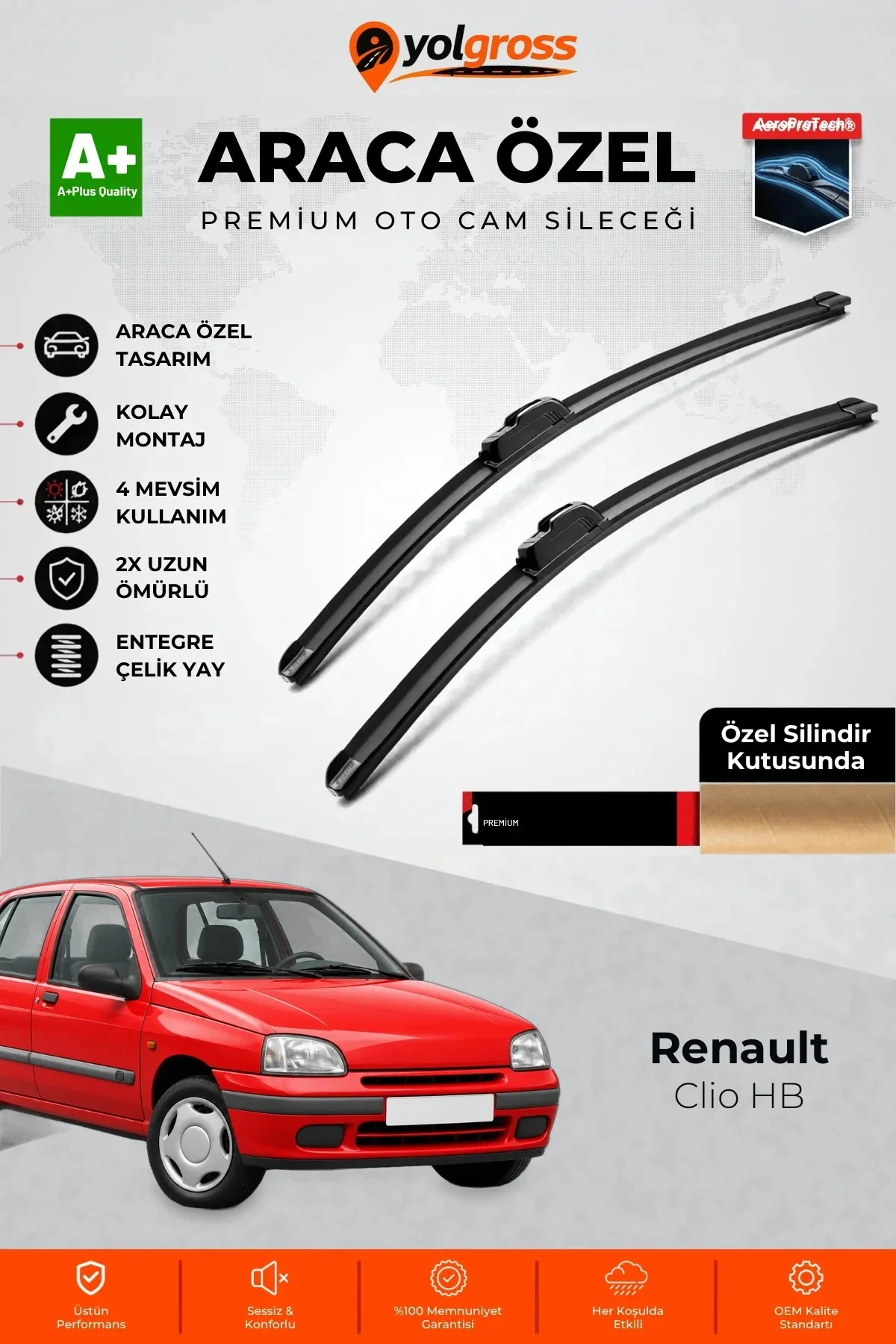 Renault Clio HB Ön Cam Silecek Seti 1994-1998 Premium Araca Özel 50-50 Cm A+ Kalite Renault Clio HB Ön Cam Silecek Seti 1994-1998 Premium Araca Özel 50-50 Cm A+ Kalite