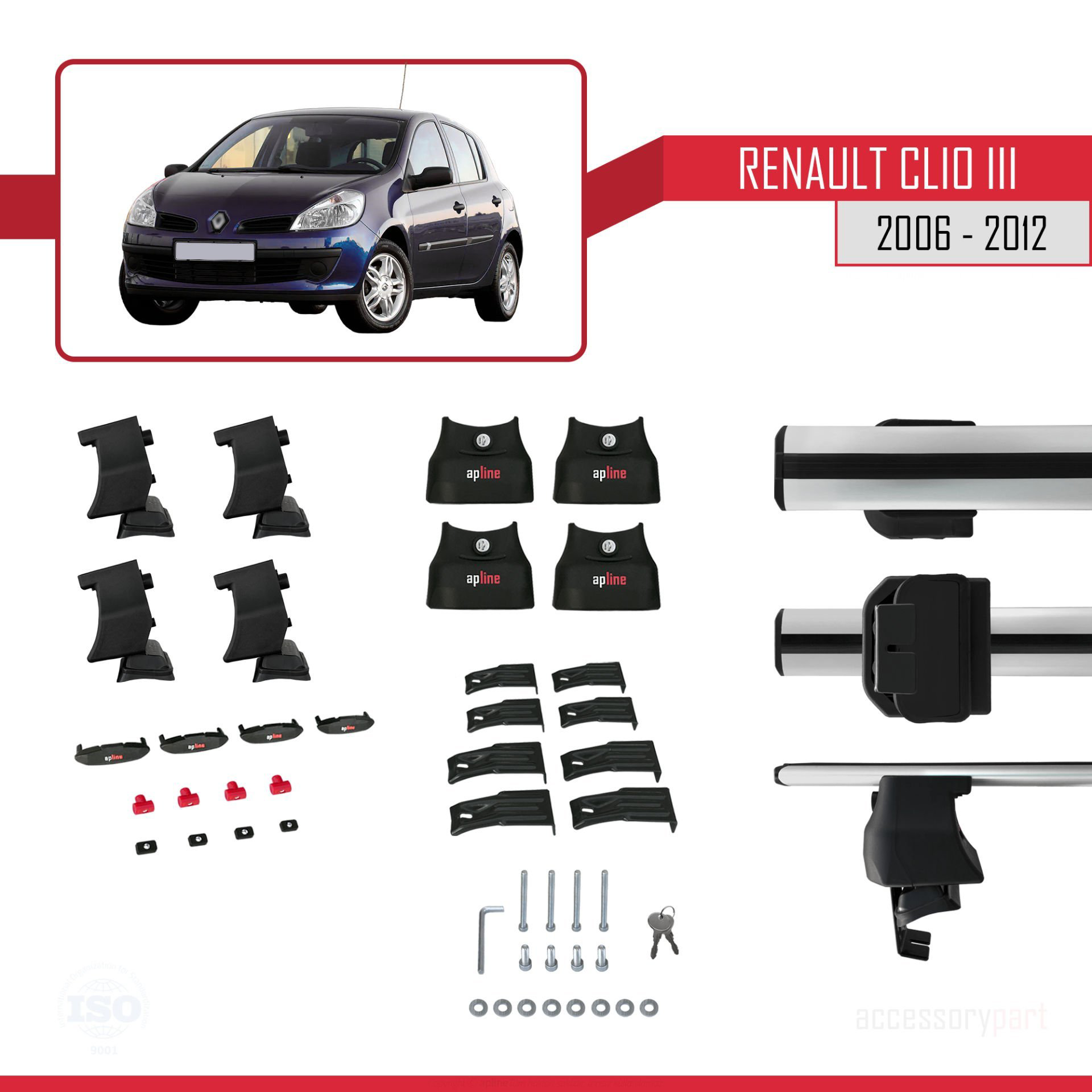 Renault Clio III 2006-2012 Arası ile uyumlu ACE-4 Ara Atkı Tavan 