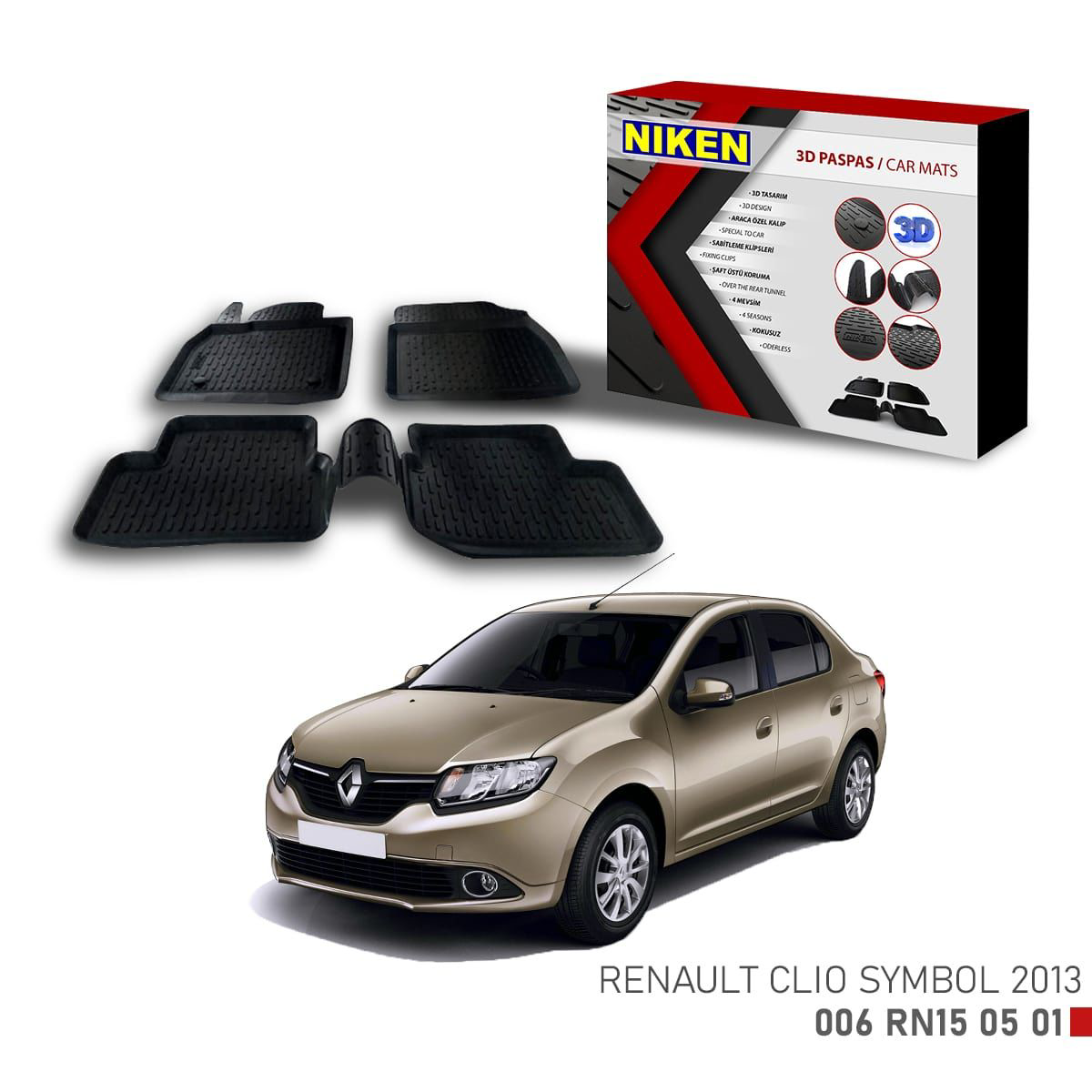 Renault Clio Symbol için Uyumlu 2013 3D Paspas