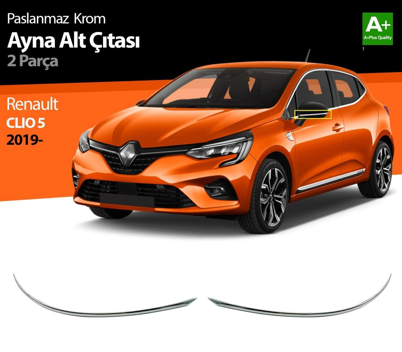 Drs Tuning Renault Clio Uyumlu 5 Krom Ayna Alt Çıtası 2 Parça. 2019 Ve Üzeri