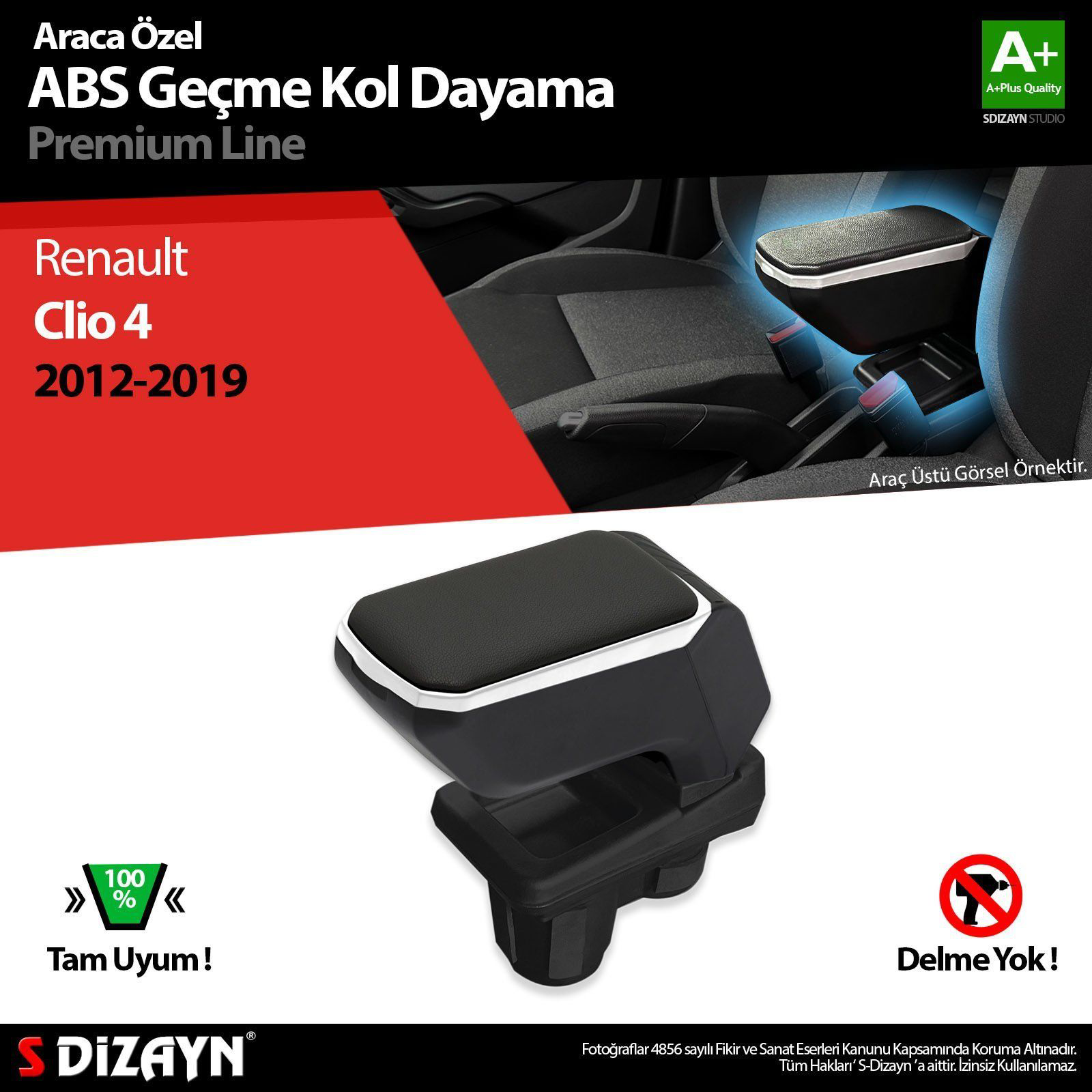 Drs Tuning Renault Clio Uyumlu 4 Kol Dayama Kolçak Geçmeli Abs Gri 2012-2019