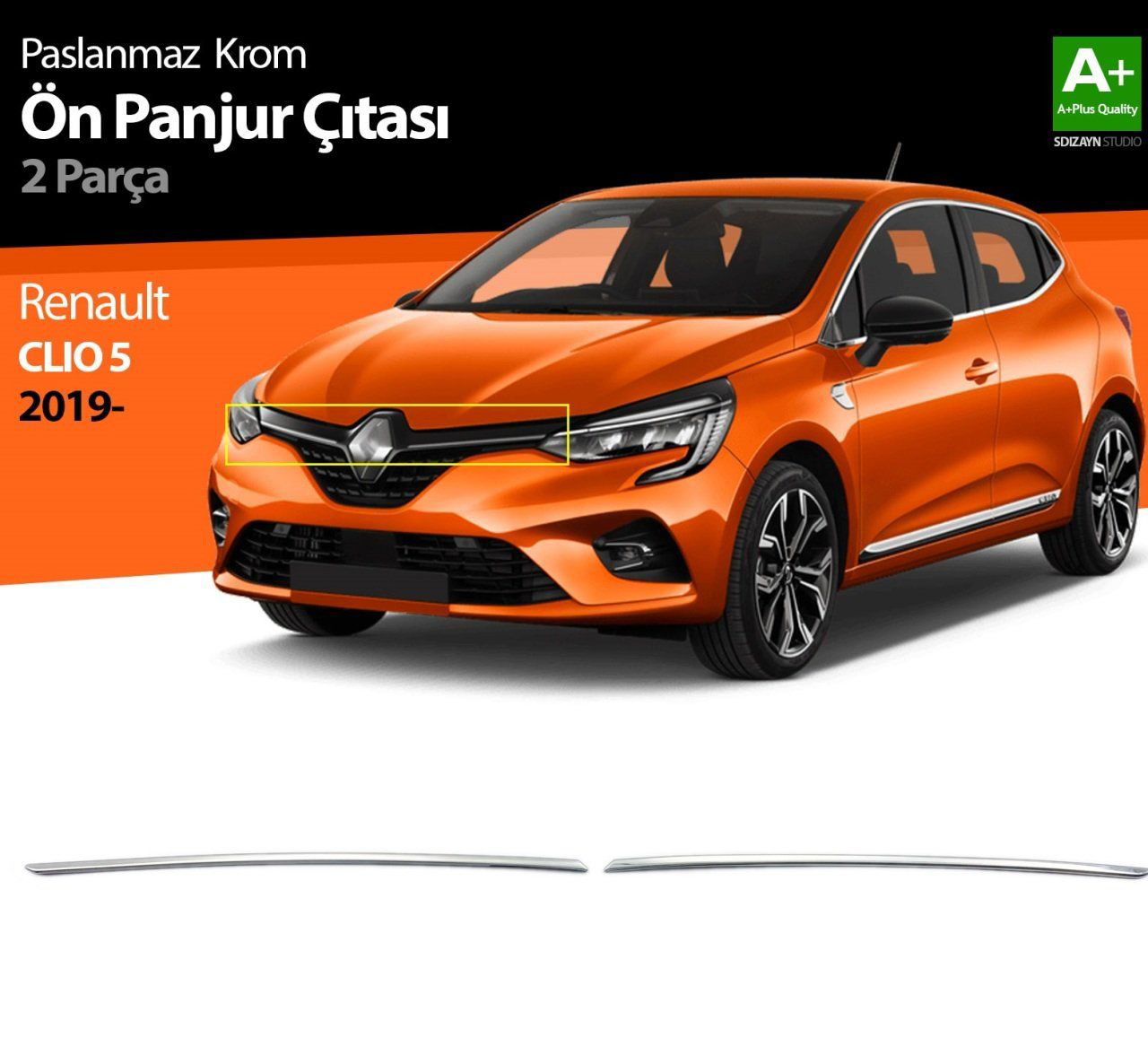 Drs Tuning Renault Clio Uyumlu 5 Krom Ön Panjur 2 Parça. 2019 Ve Üzeri Drs T