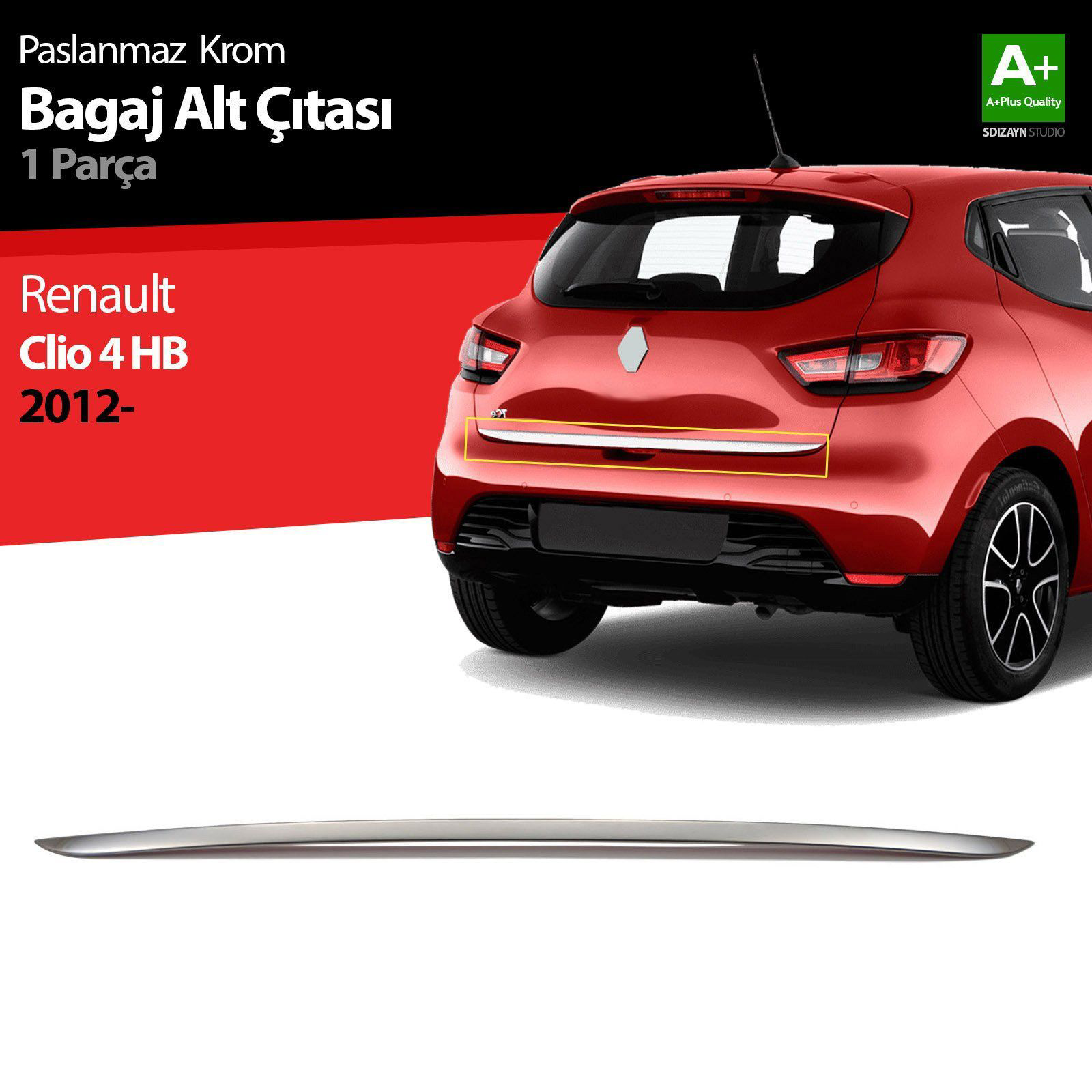 Renault Clio Uyumlu 4 Hatchback Krom Bagaj Alt Çıtası 2012 Üzeri Renault Clio Uyumlu 4 Hatchback Krom Bagaj Alt Çıtası 2012 Üzeri