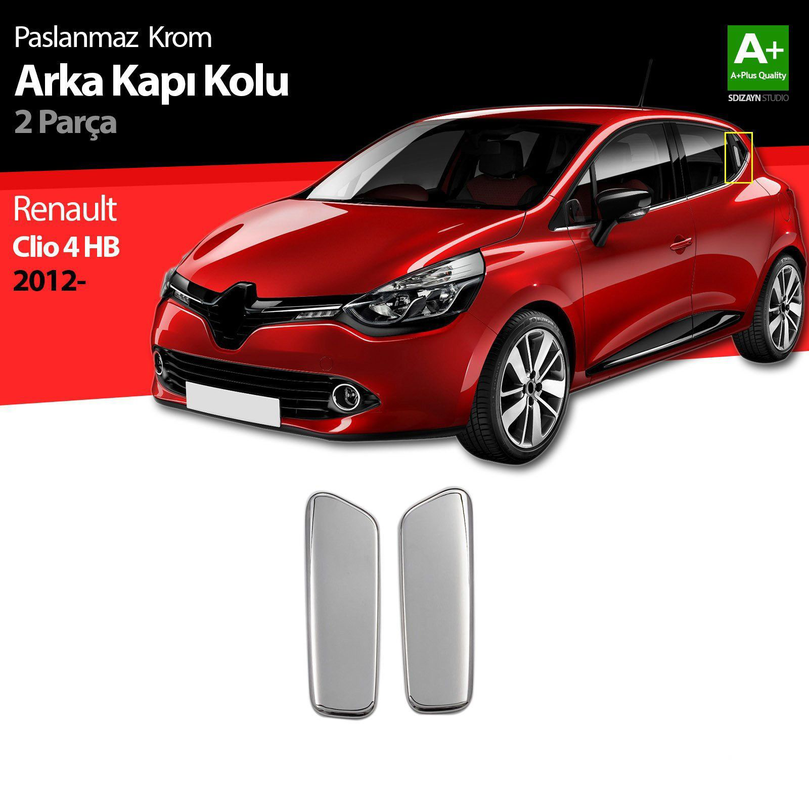 Renault Clio Uyumlu 4 Hatchback Krom Arka Kapı Kolu 2 Parça. 2012