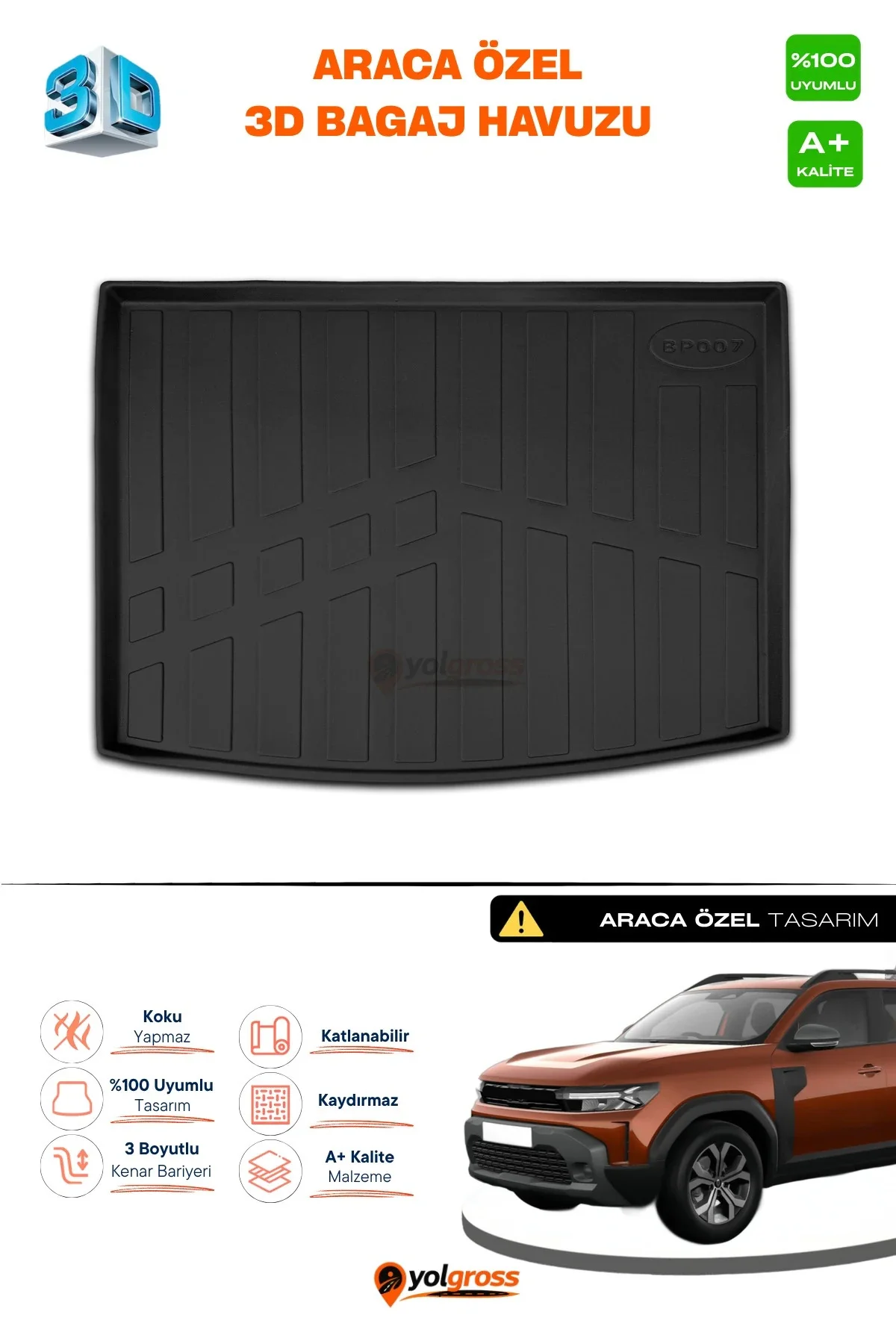 Renault Duster 4X4 3D Pro Bagaj Havuzu Üst Bagaj 2024 Üzeri A+ Kalite